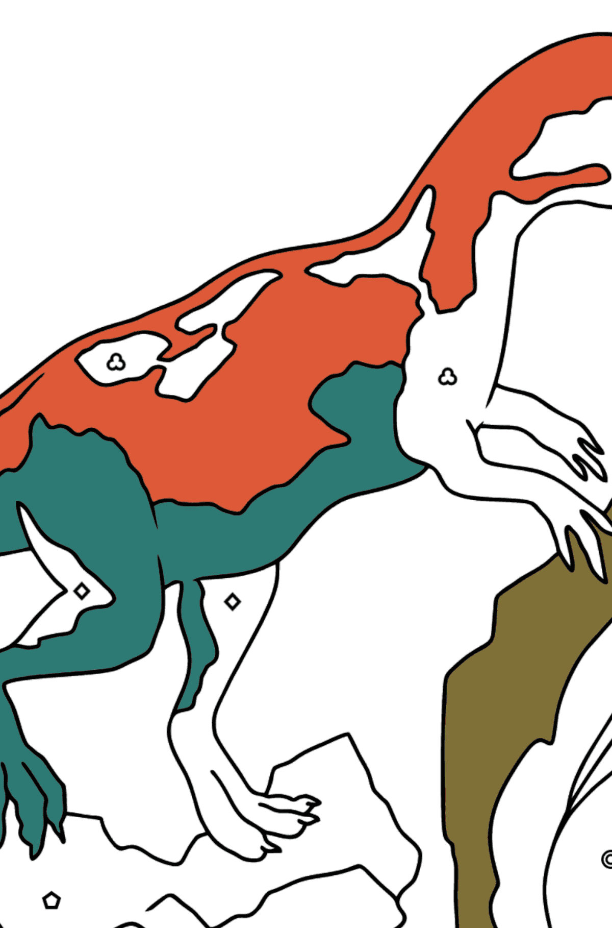 Jurassic Dinosaur Coloring Page - Coloring by Geometric Shapes for Kids