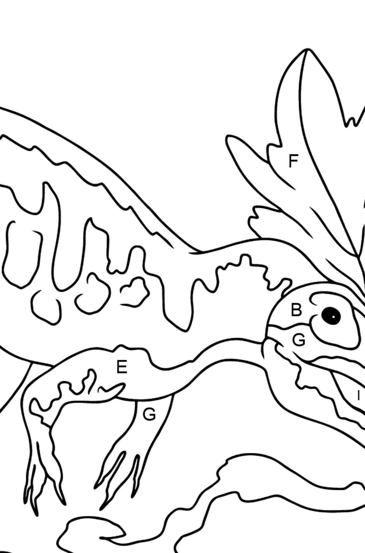 Alosaurio Dibujo Para Colorear - Colorear por Letras para Niños