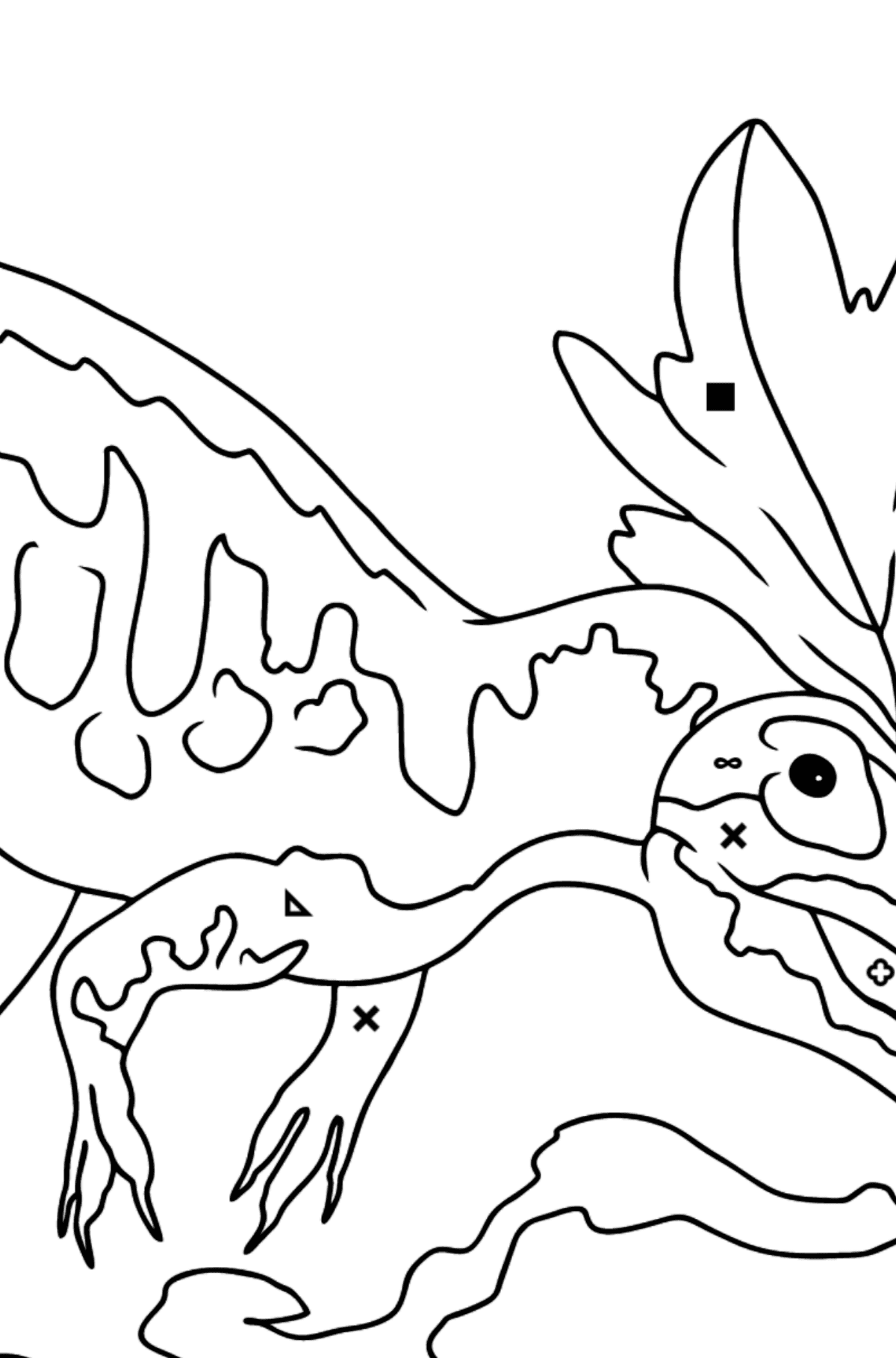 Alosaurio Dibujo Para Colorear - Colorear por Símbolos para Niños