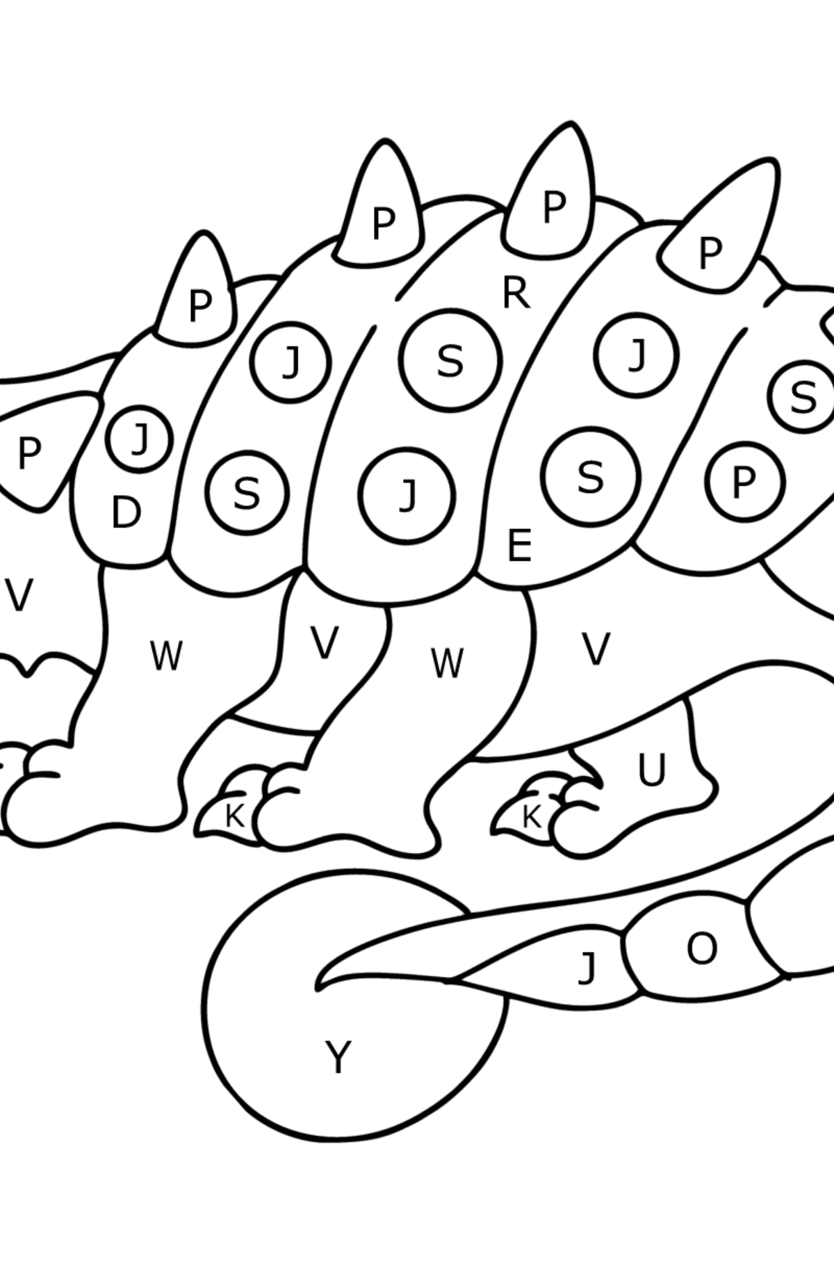 Ankylosaurus coloring page - Coloring by Letters for Kids