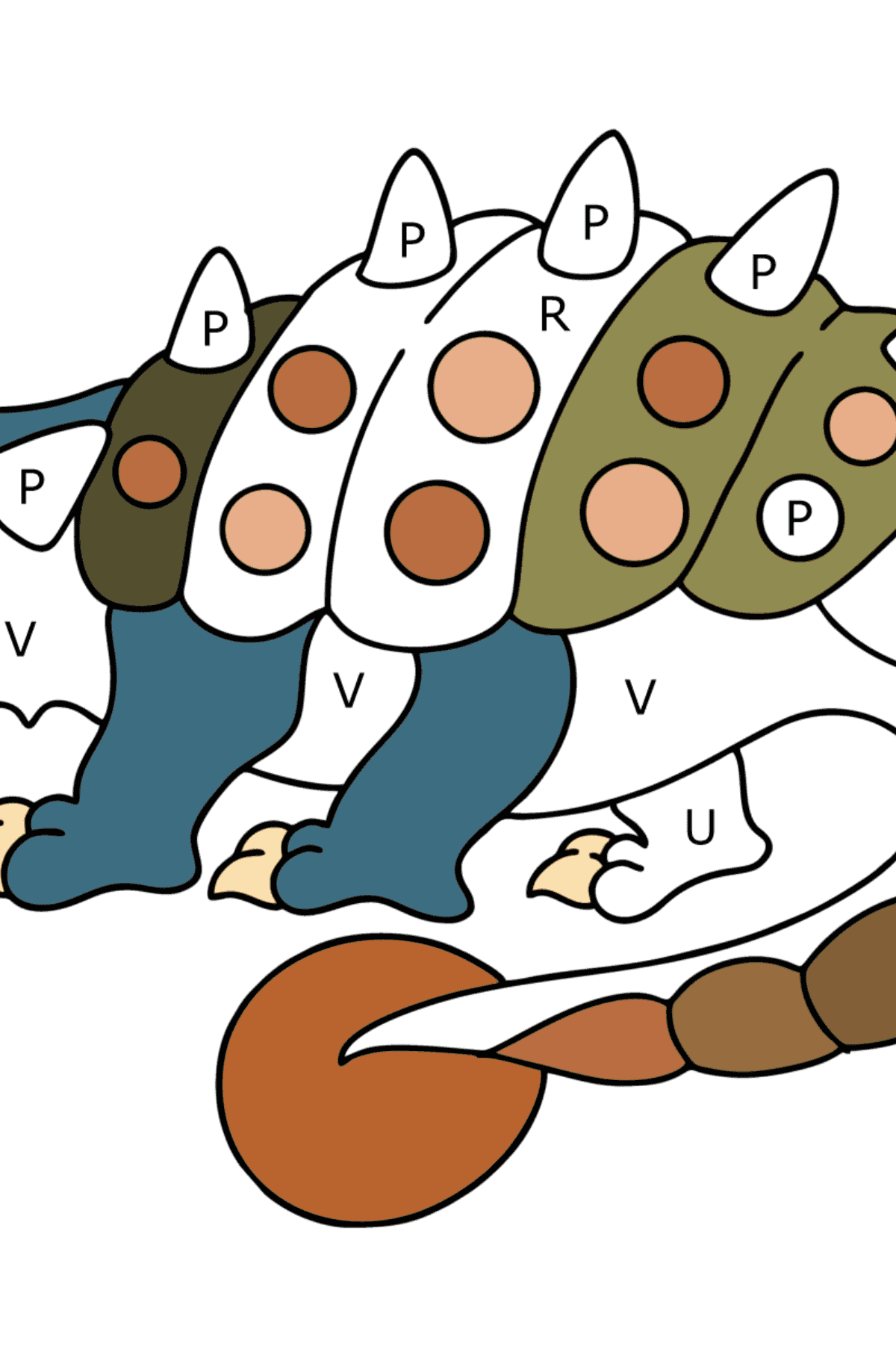 Ankylosaurus coloring page - Coloring by Letters for Kids