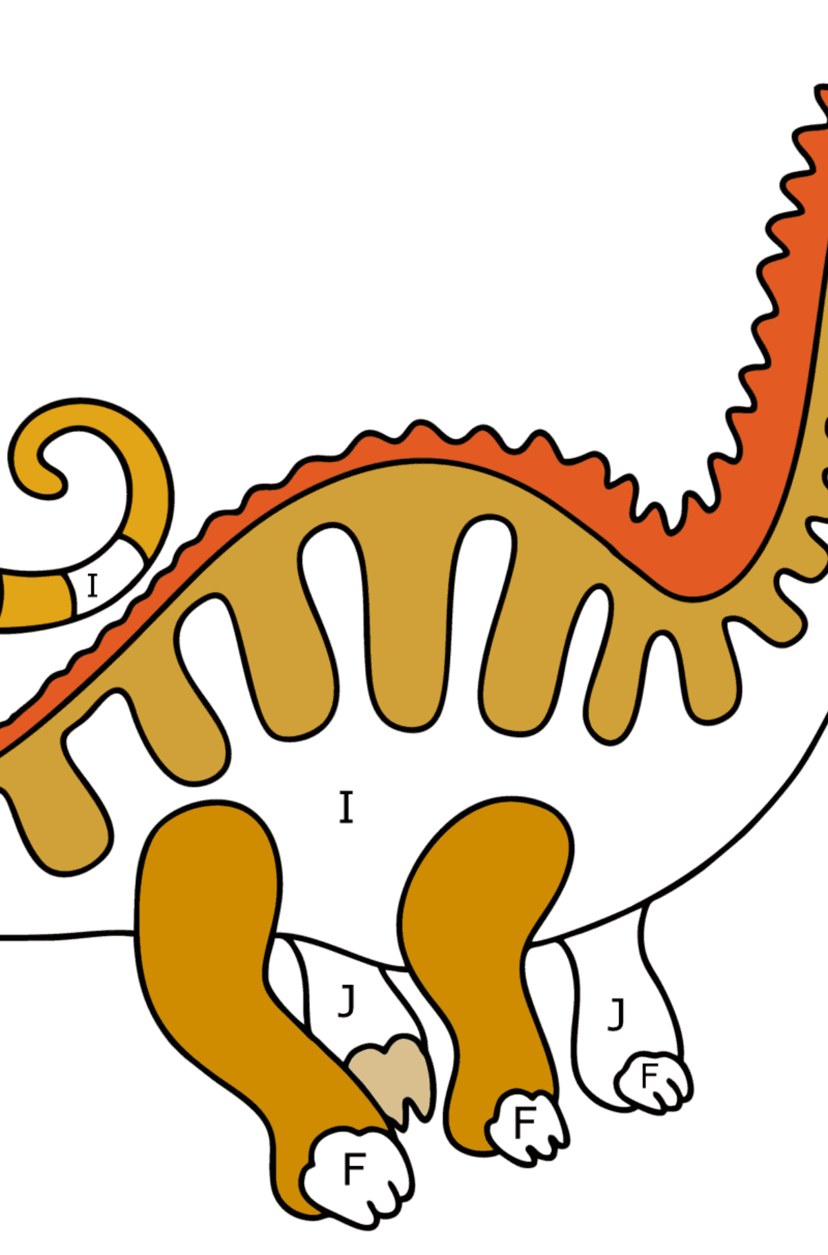 Ausmalbild Apatosaurus - Ausmalen nach Buchstaben für Kinder