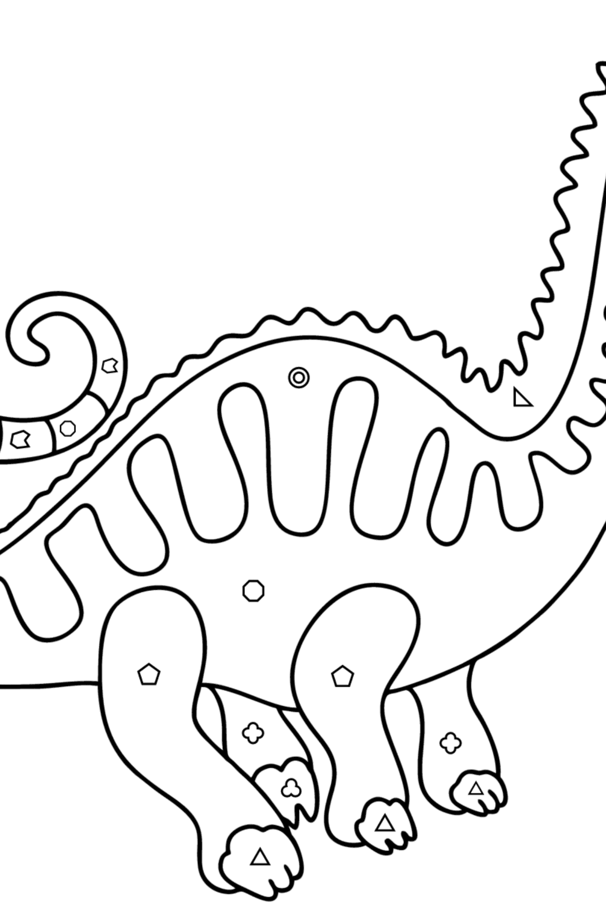 Dibujo de Apatosaurio para colorear - Colorear por Formas Geométricas para Niños