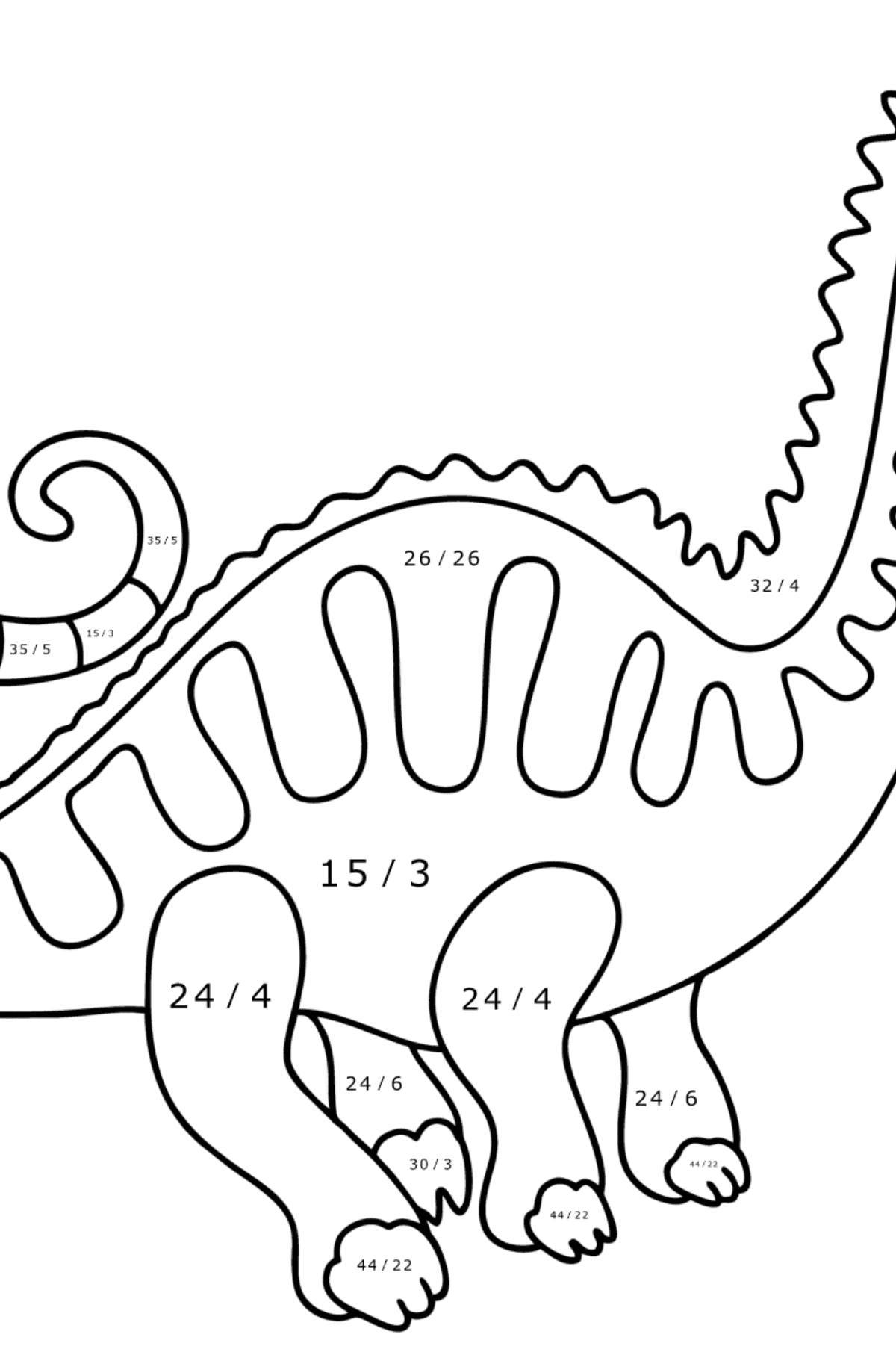 Apatosaurus coloring page - Math Coloring - Division for Kids