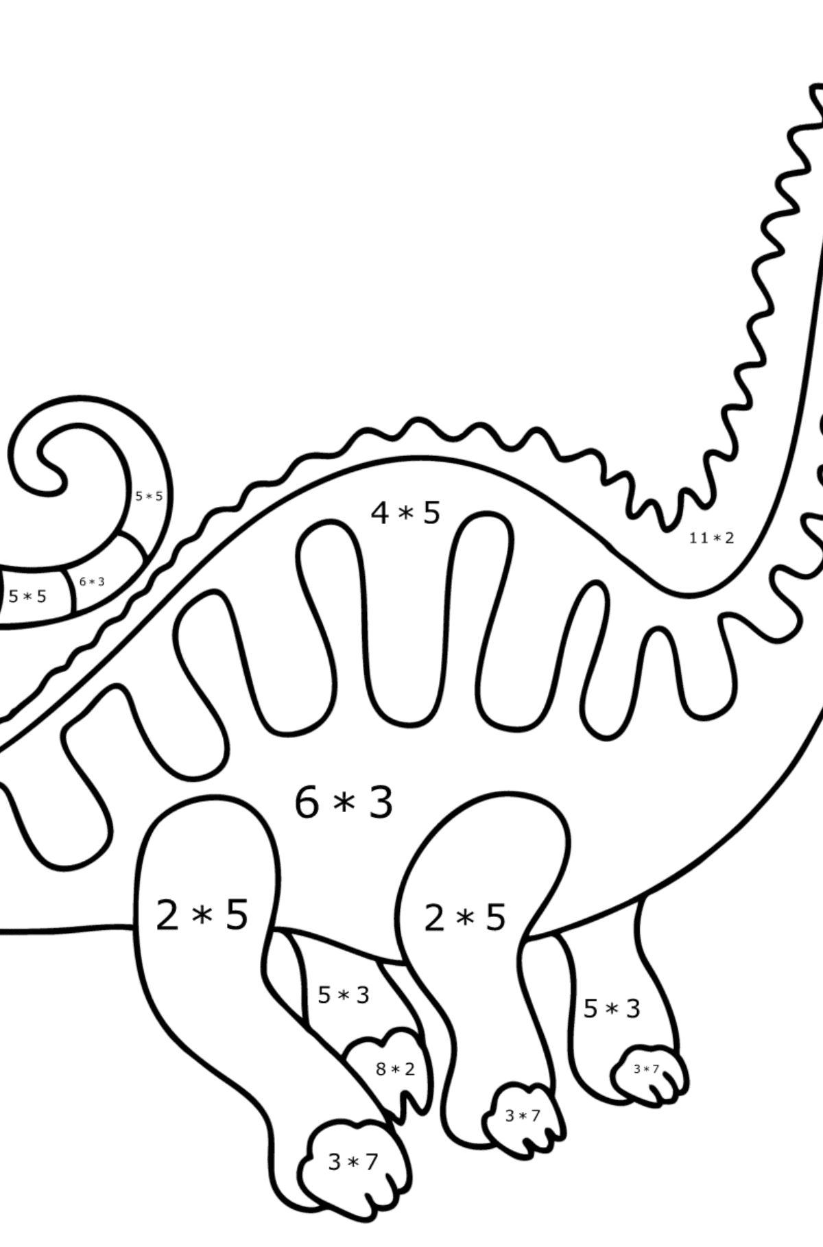 Apatosaurus coloring page - Math Coloring - Multiplication for Kids