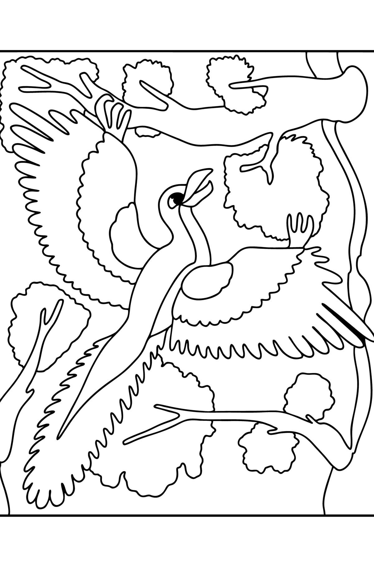 Tegning til farvning arkeopteryx - Tegninger til farvelægning for børn