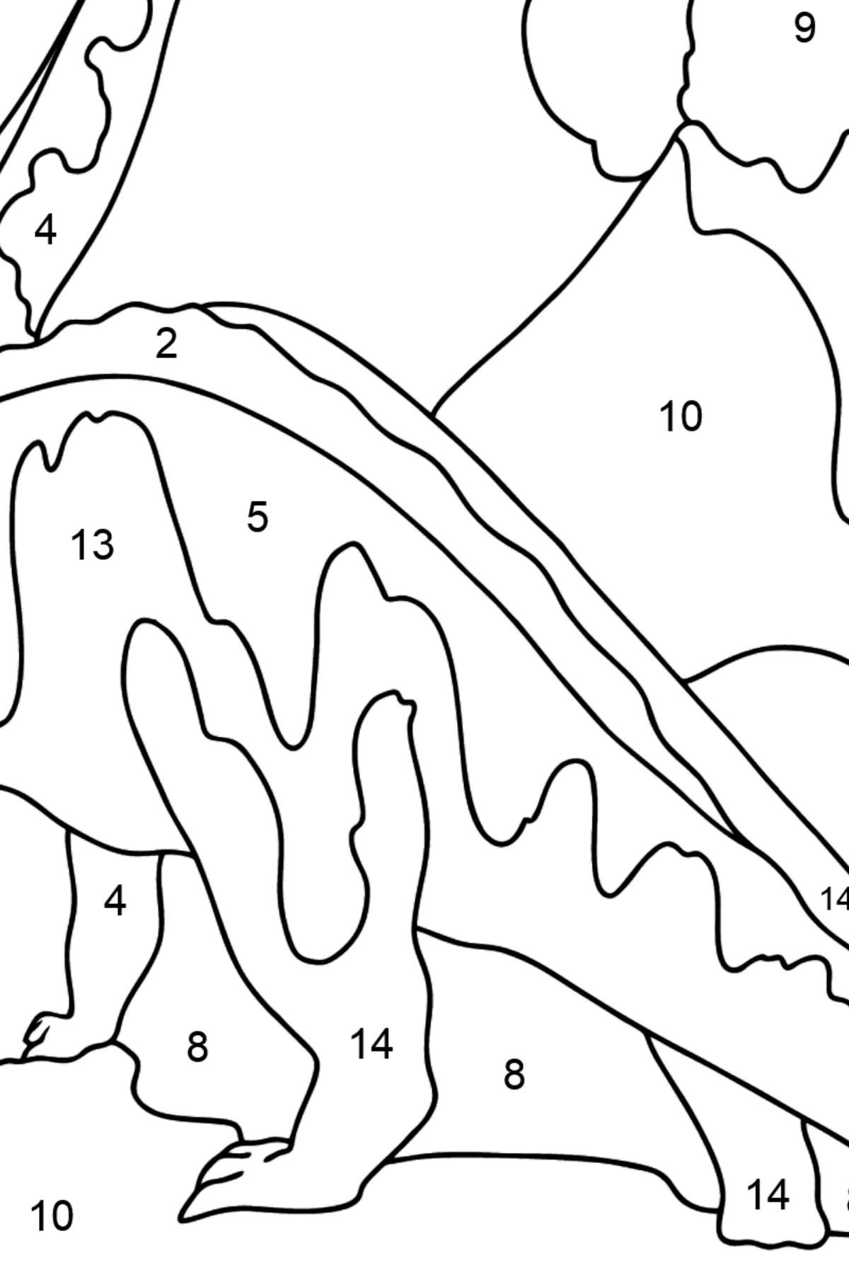 Desenho para colorir Brontossauro (difícil) - Colorir por Números para Crianças