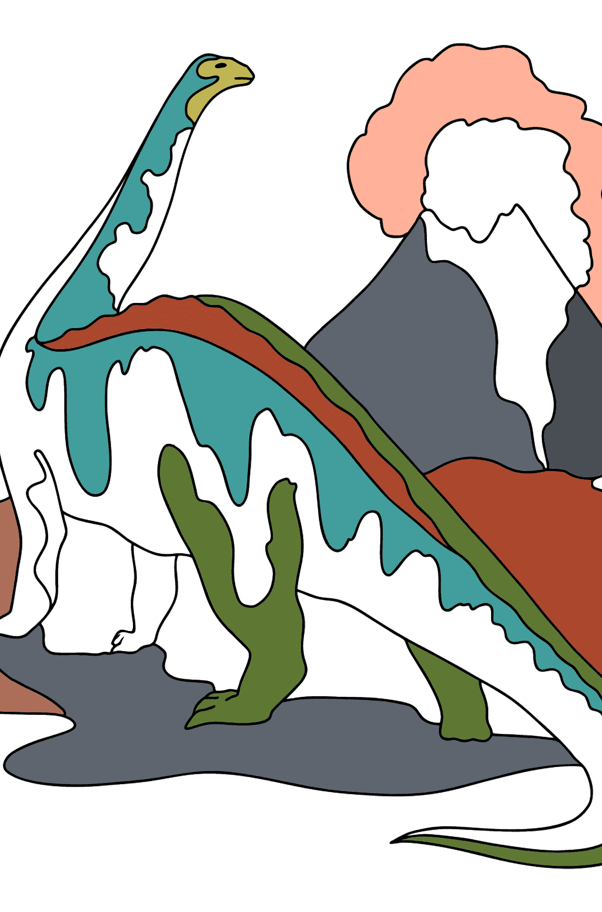 Disegno da colorare di Brontosauro - Disegni da colorare per bambini