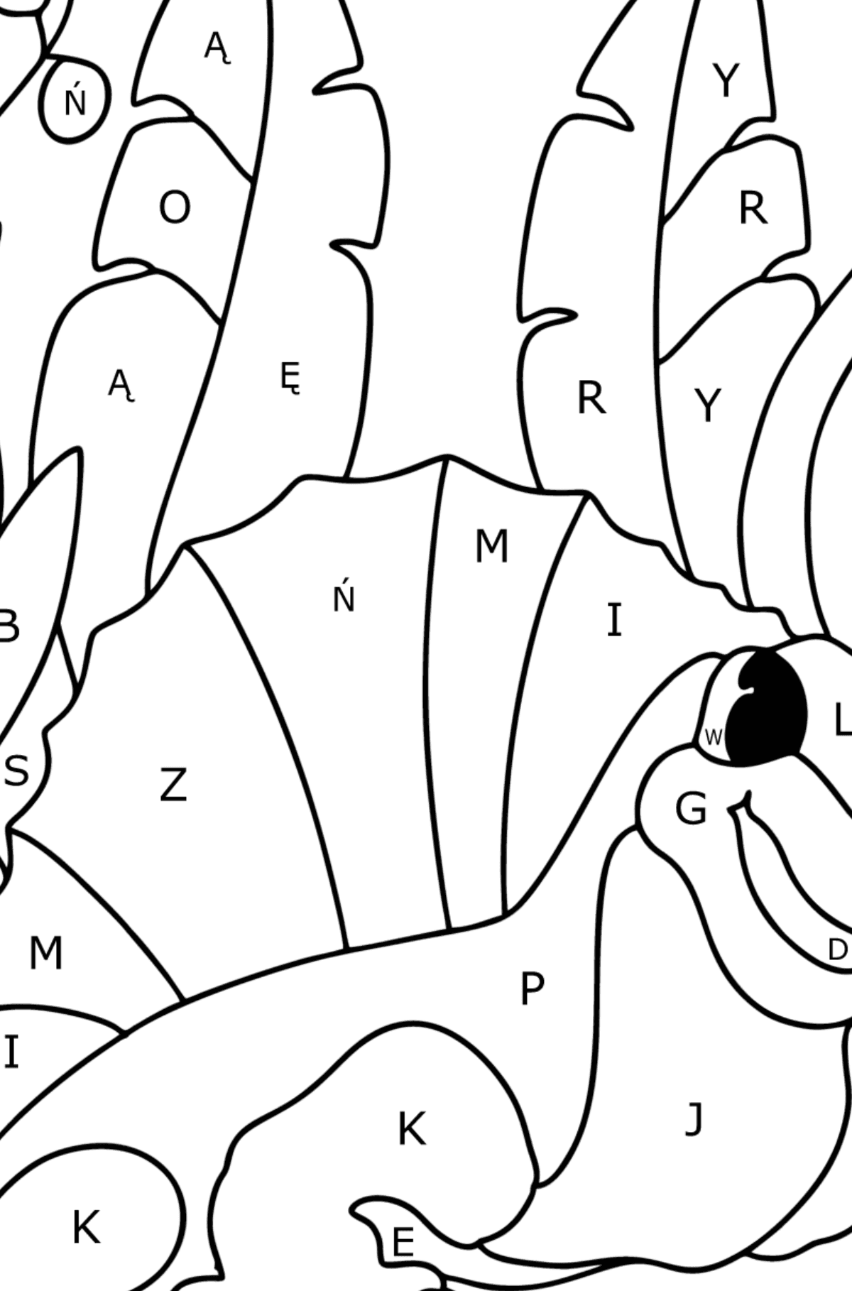 Kolorowanka Dimetrodon - Kolorowanki wedlug liter dla dzieci