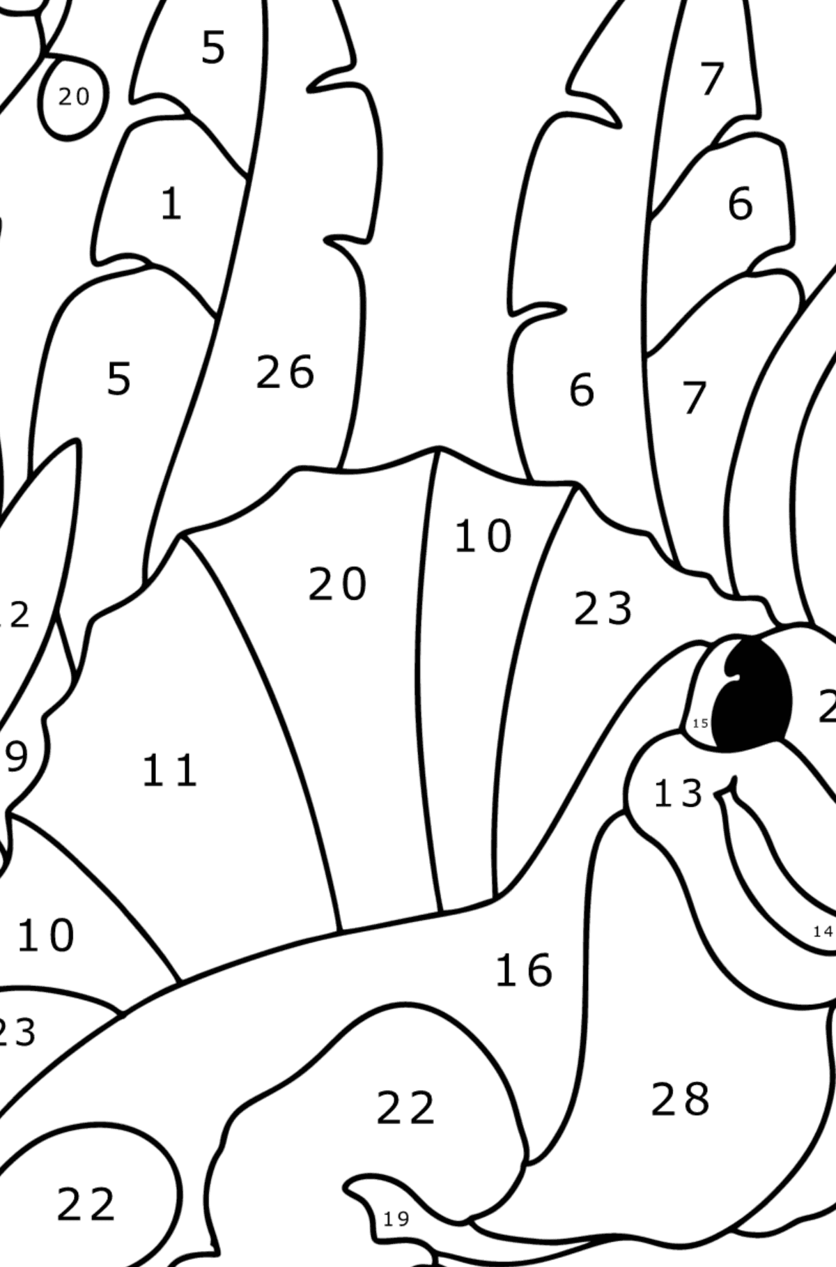 Kolorowanka Dimetrodon - Koloruj według numerów dla dzieci