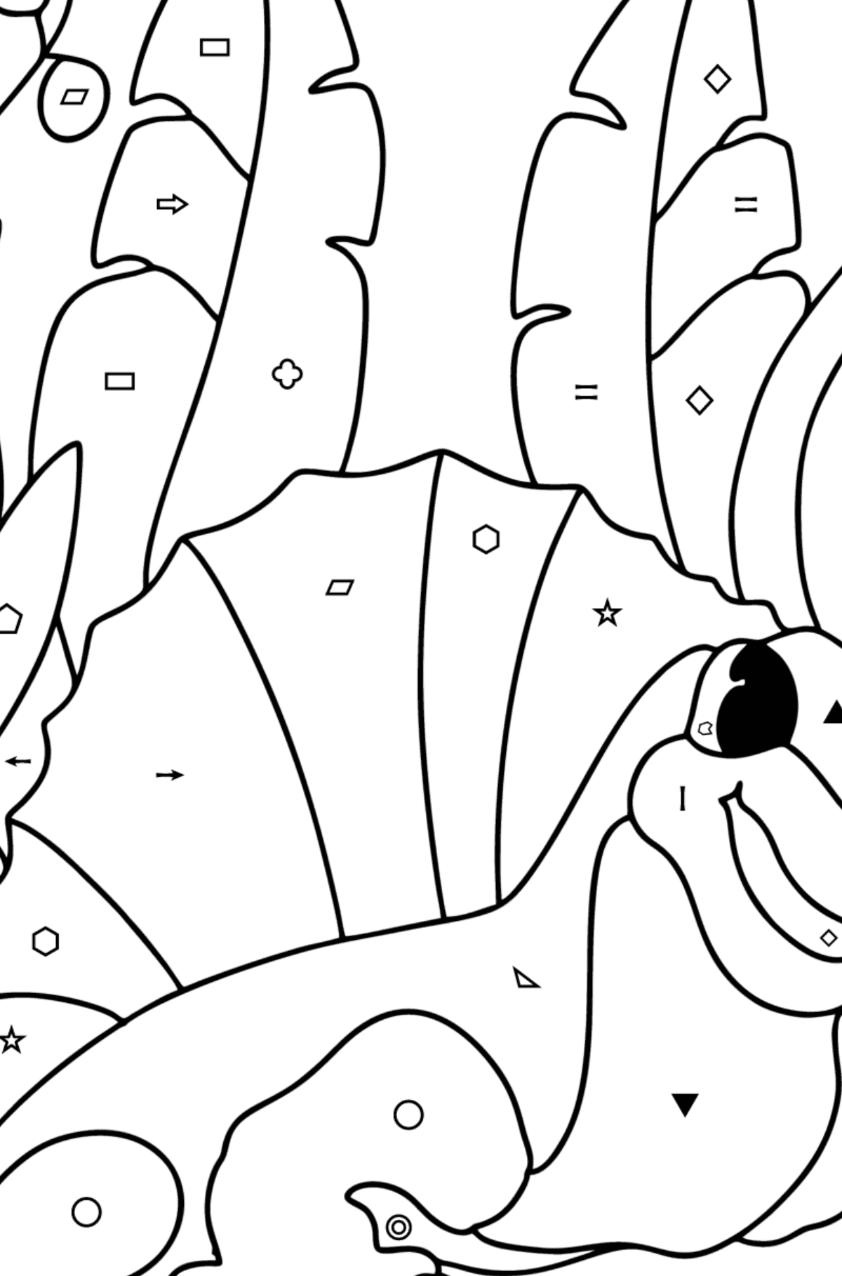 Ausmalbild Dimetrodon - Ausmalen nach Symbolen für Kinder