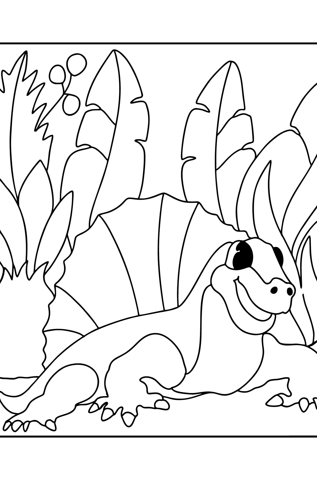 Tegning til farvning dimetrodon - Tegninger til farvelægning for børn