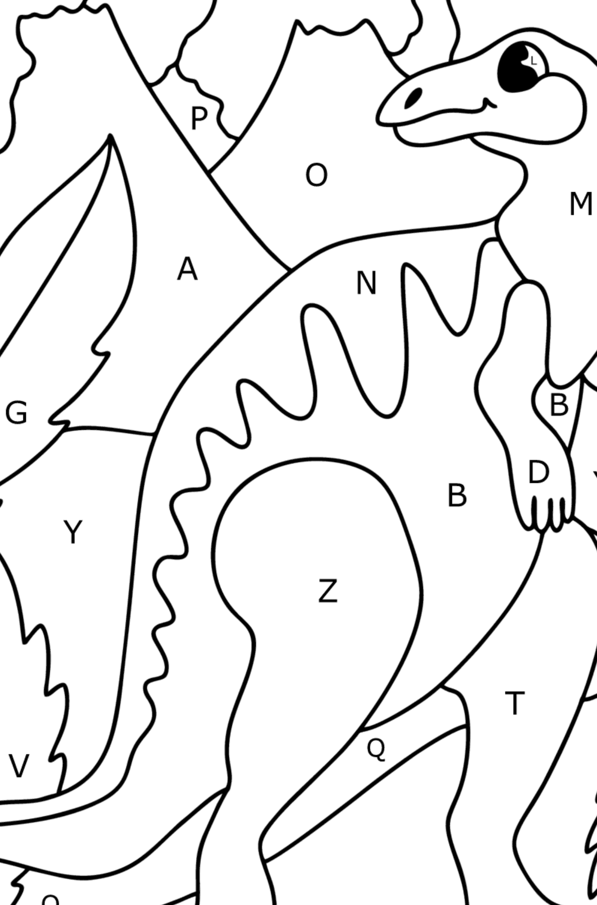 Hadrosaur coloring page - Coloring by Letters for Kids