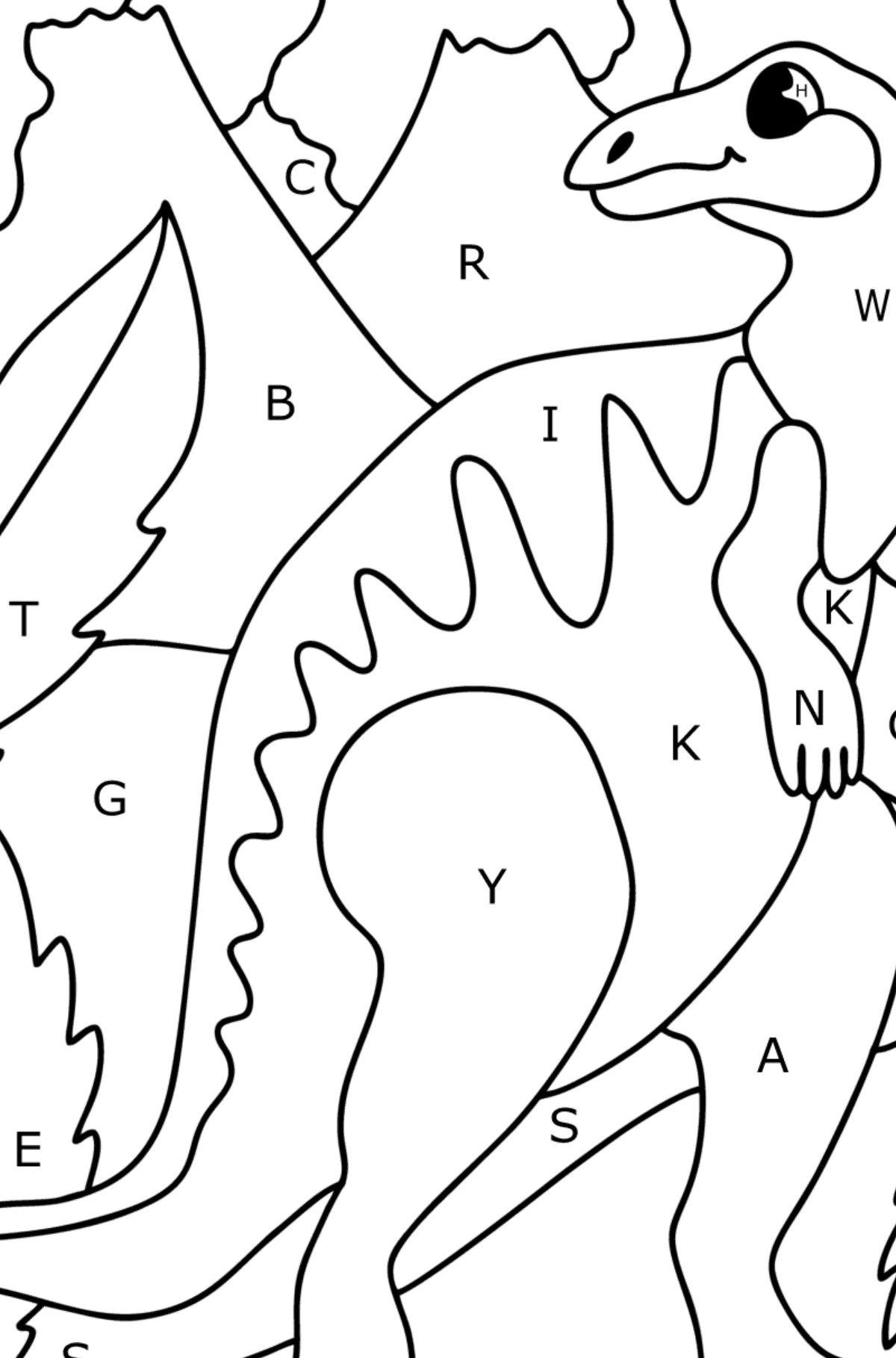 Coloriage hadrosaure - Coloriage par Lettres pour les Enfants