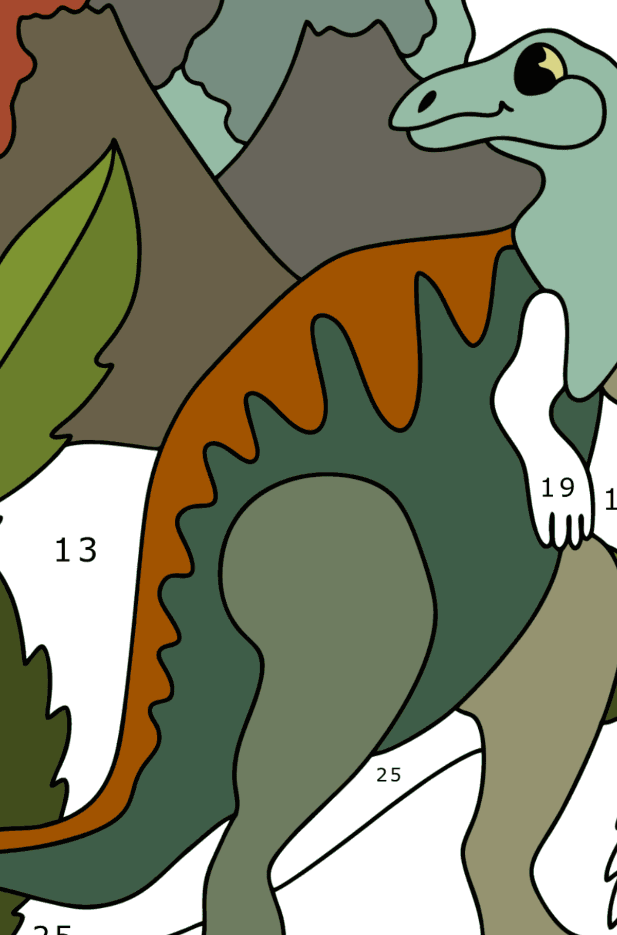 Раскраска Гадрозавр - По Номерам для Детей