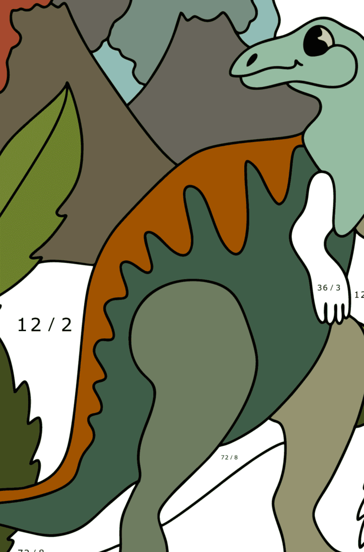 Раскраска Гадрозавр - На Деление для Детей