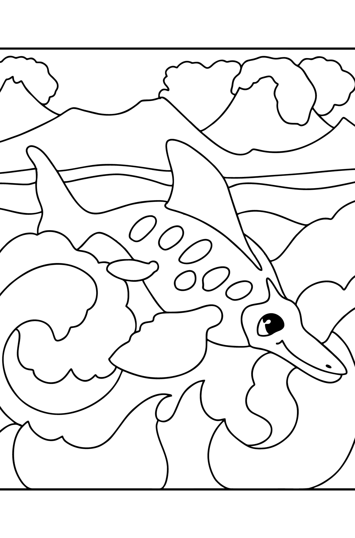 Tegning til farvning ichthyosaurus - Tegninger til farvelægning for børn