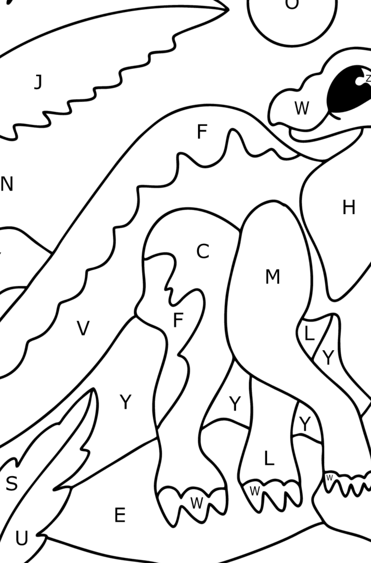 Iguanodon coloring page - Coloring by Letters for Kids