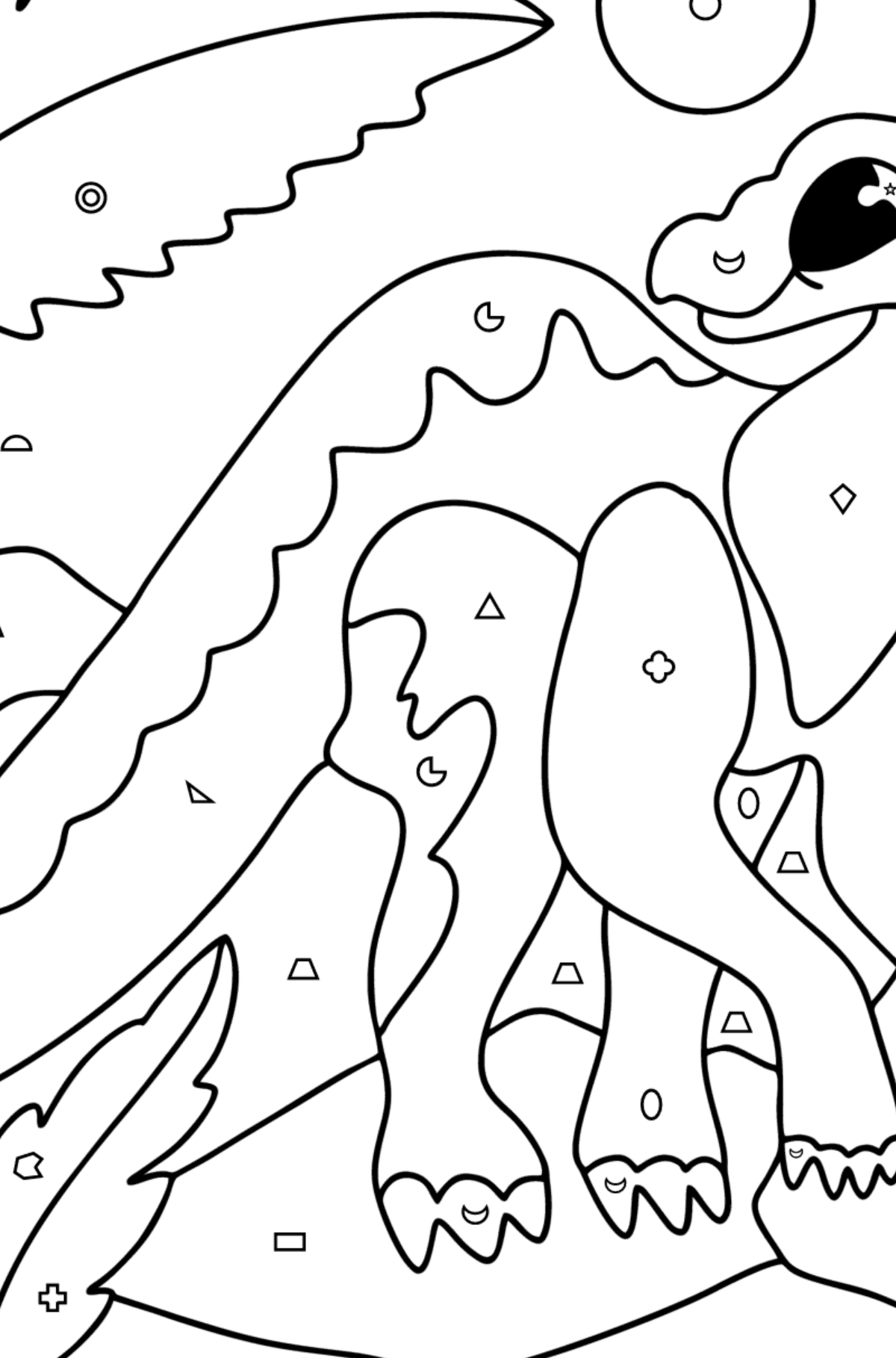 Dibujo de Iguanodonte para colorear - Colorear por Formas Geométricas para Niños