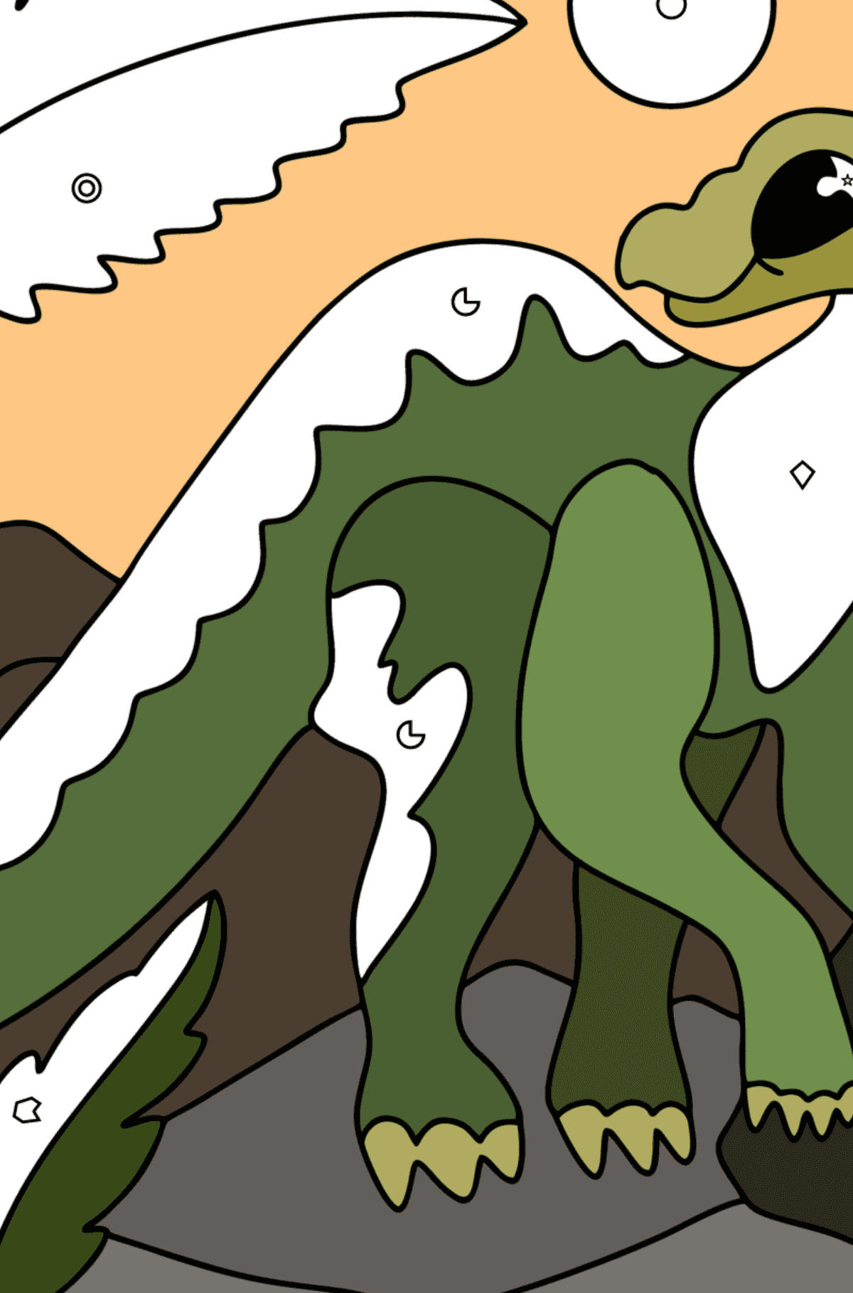 Iguanodon coloring page - Coloring by Geometric Shapes for Kids