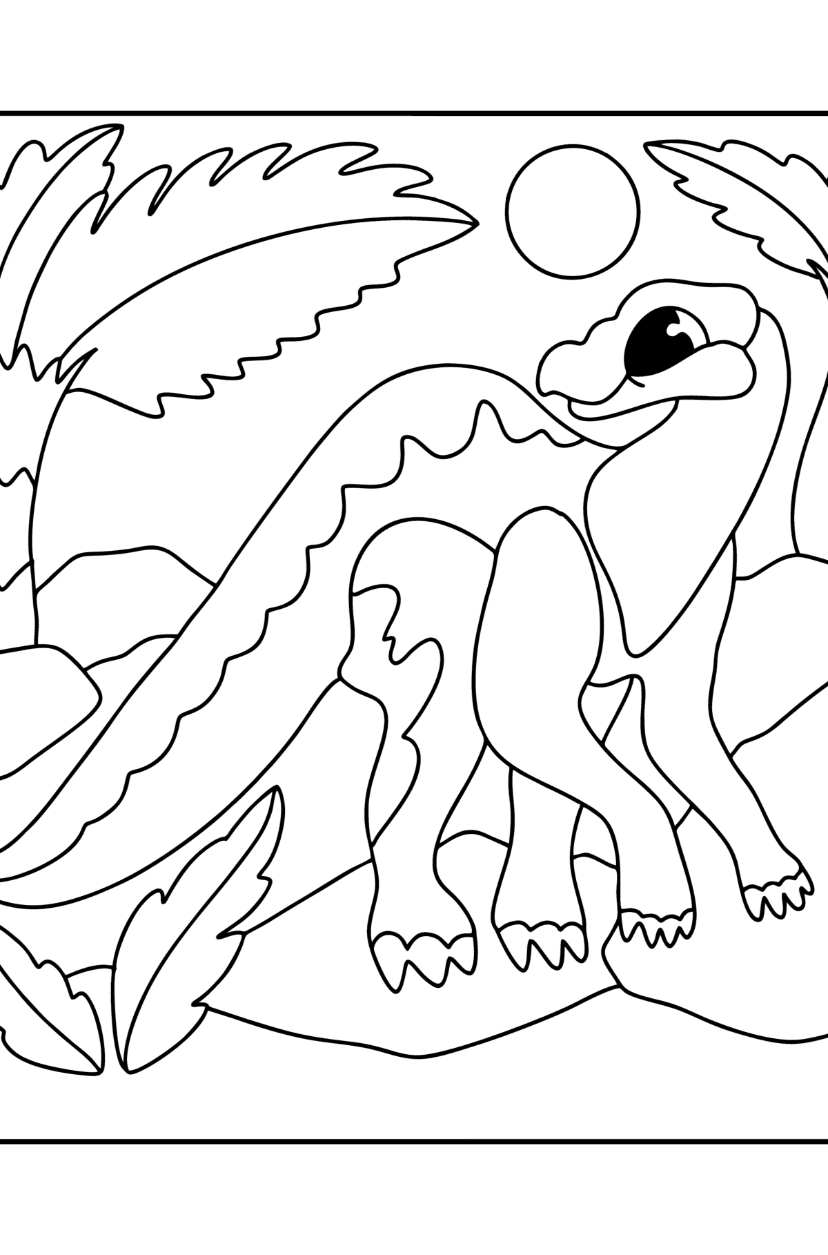 Tegning til farvning iguanodon - Tegninger til farvelægning for børn