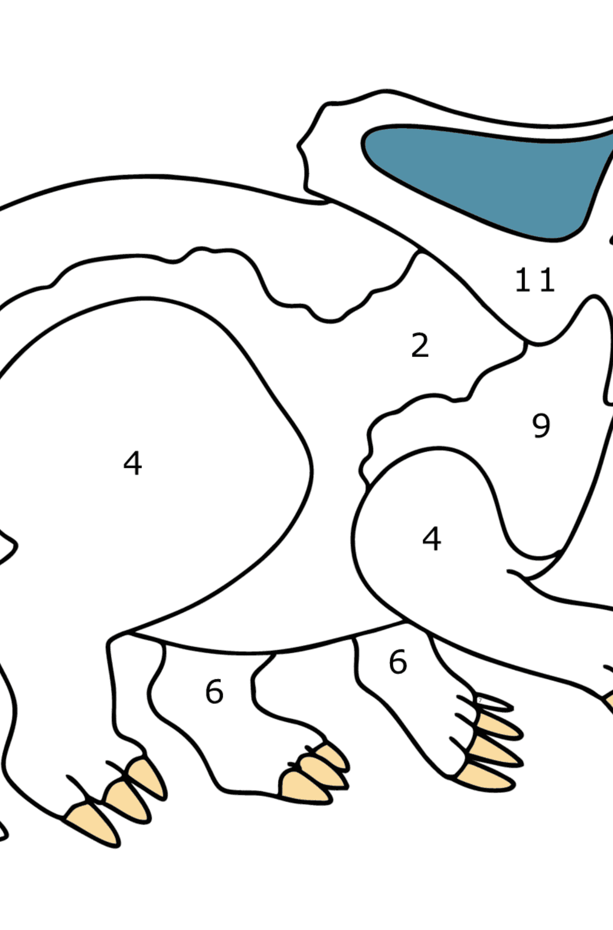 Coloriage Protocératops - Coloriage par Chiffres pour les Enfants