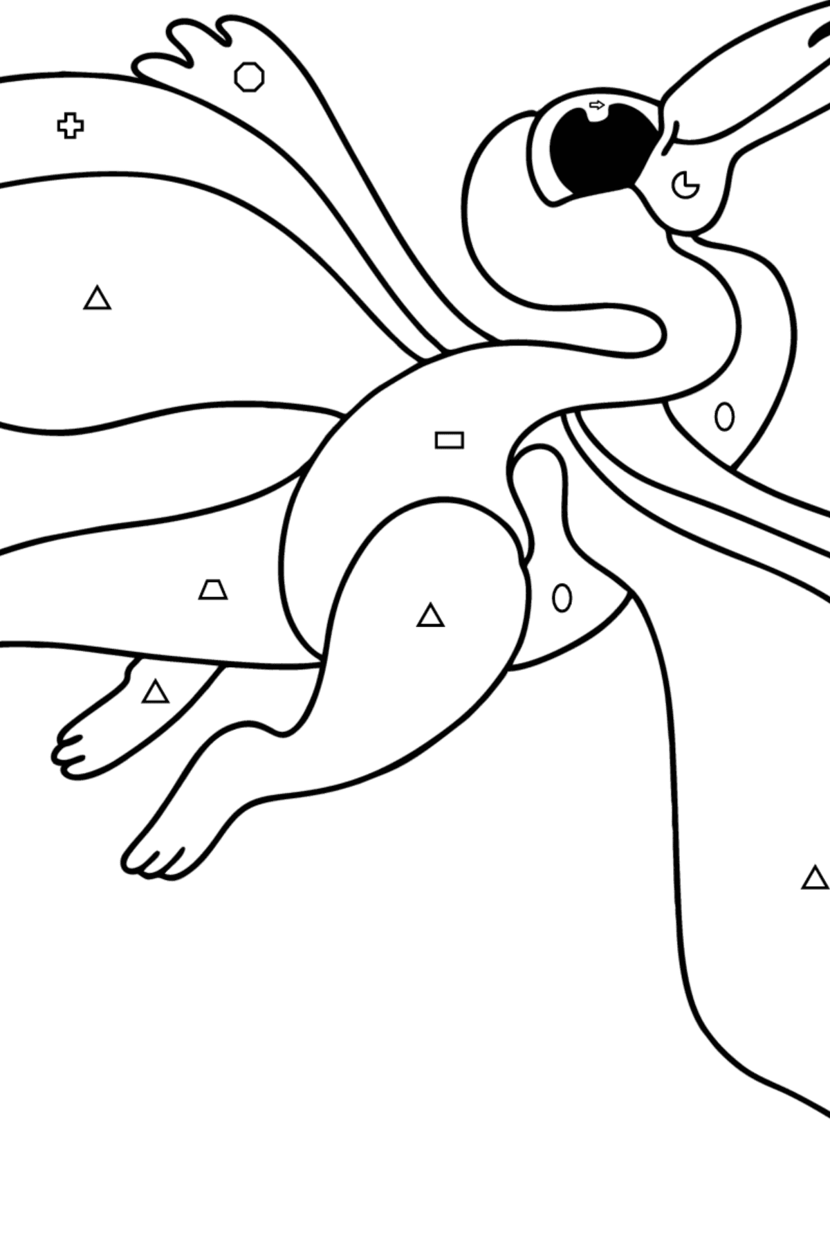 Pterodactyl coloring page - Coloring by Geometric Shapes for Kids