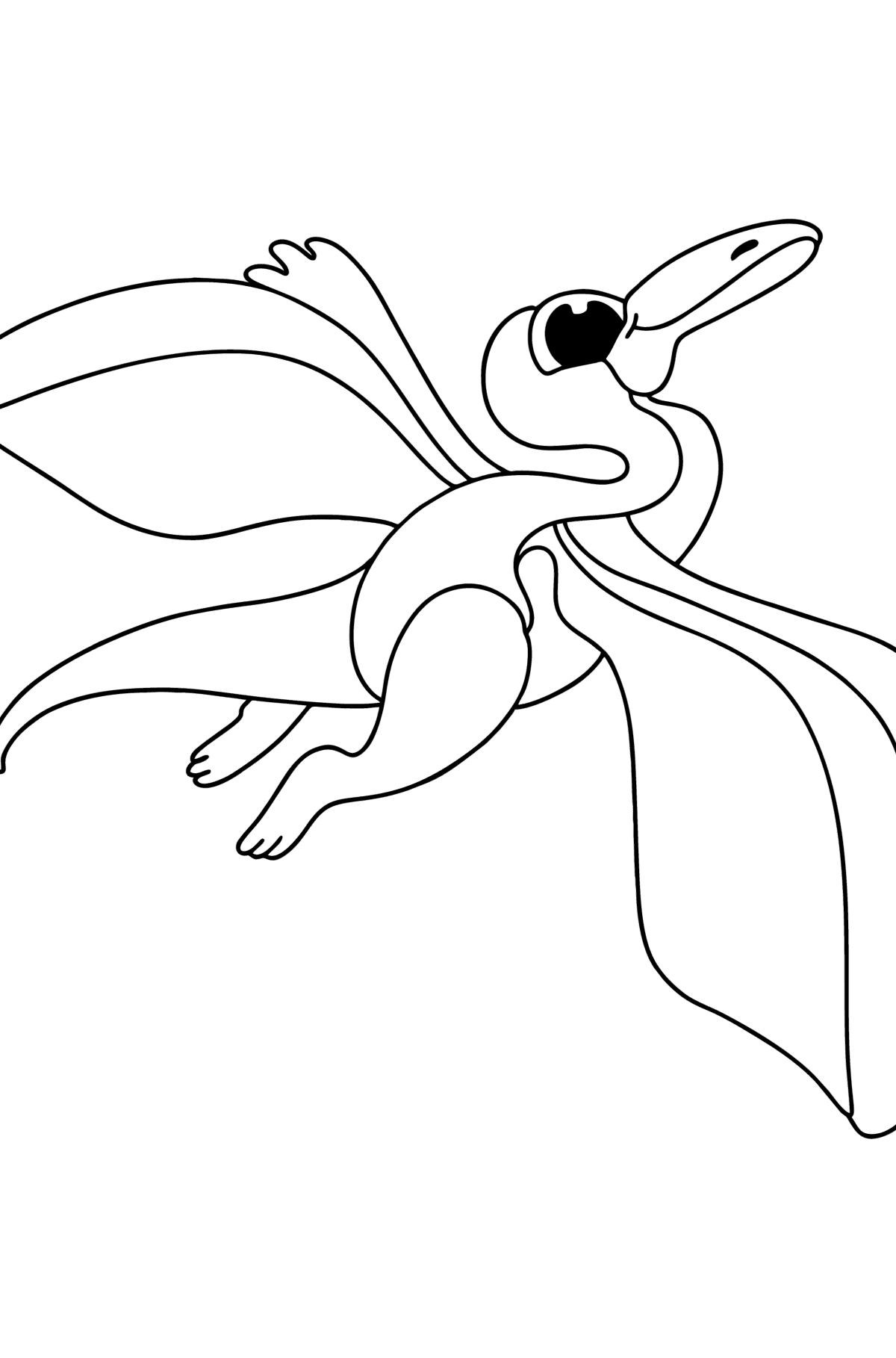 Tegning til farvning pterodactyl - Tegninger til farvelægning for børn