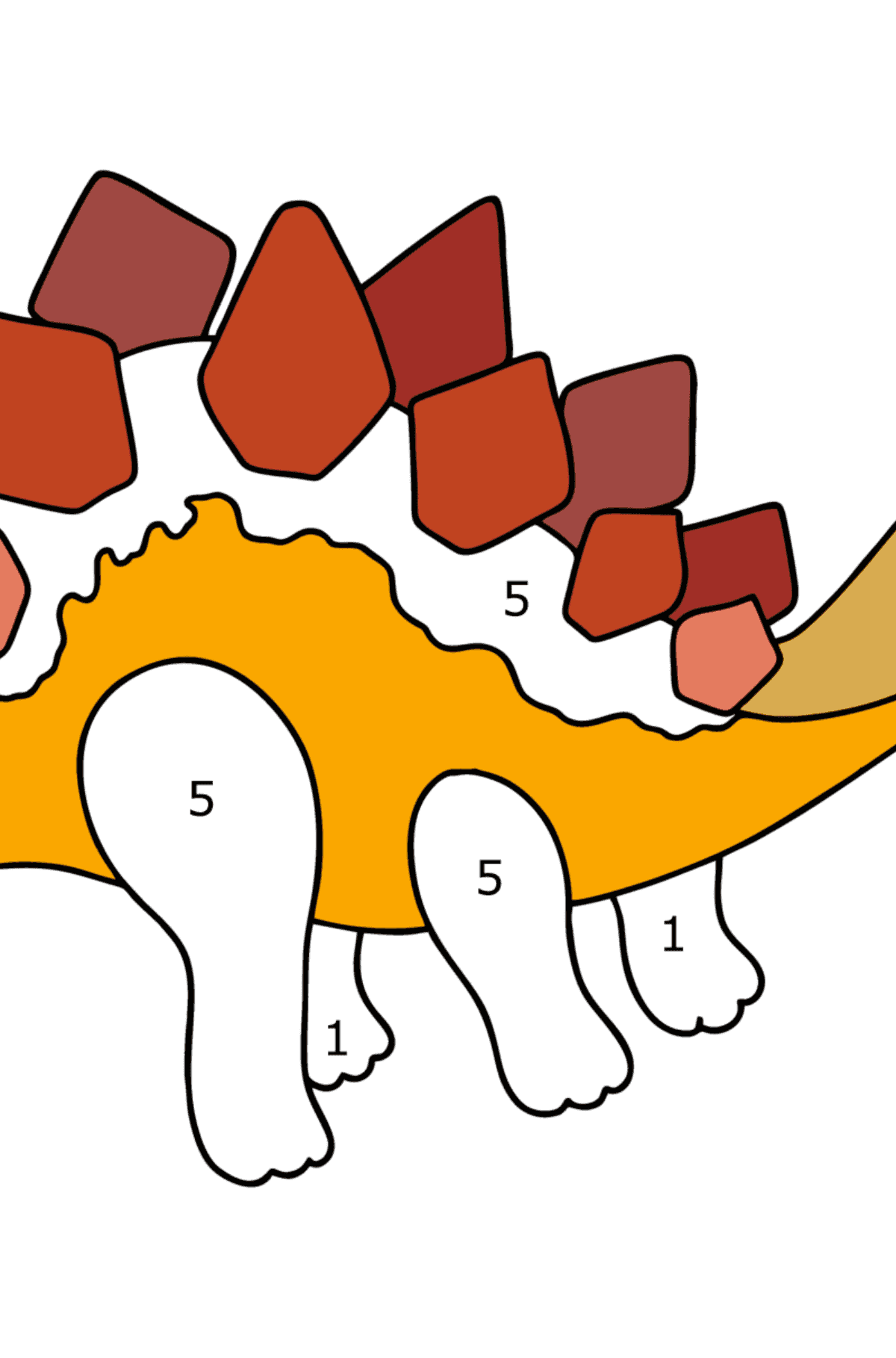 Stegosaurus coloring page - Coloring by Numbers for Kids