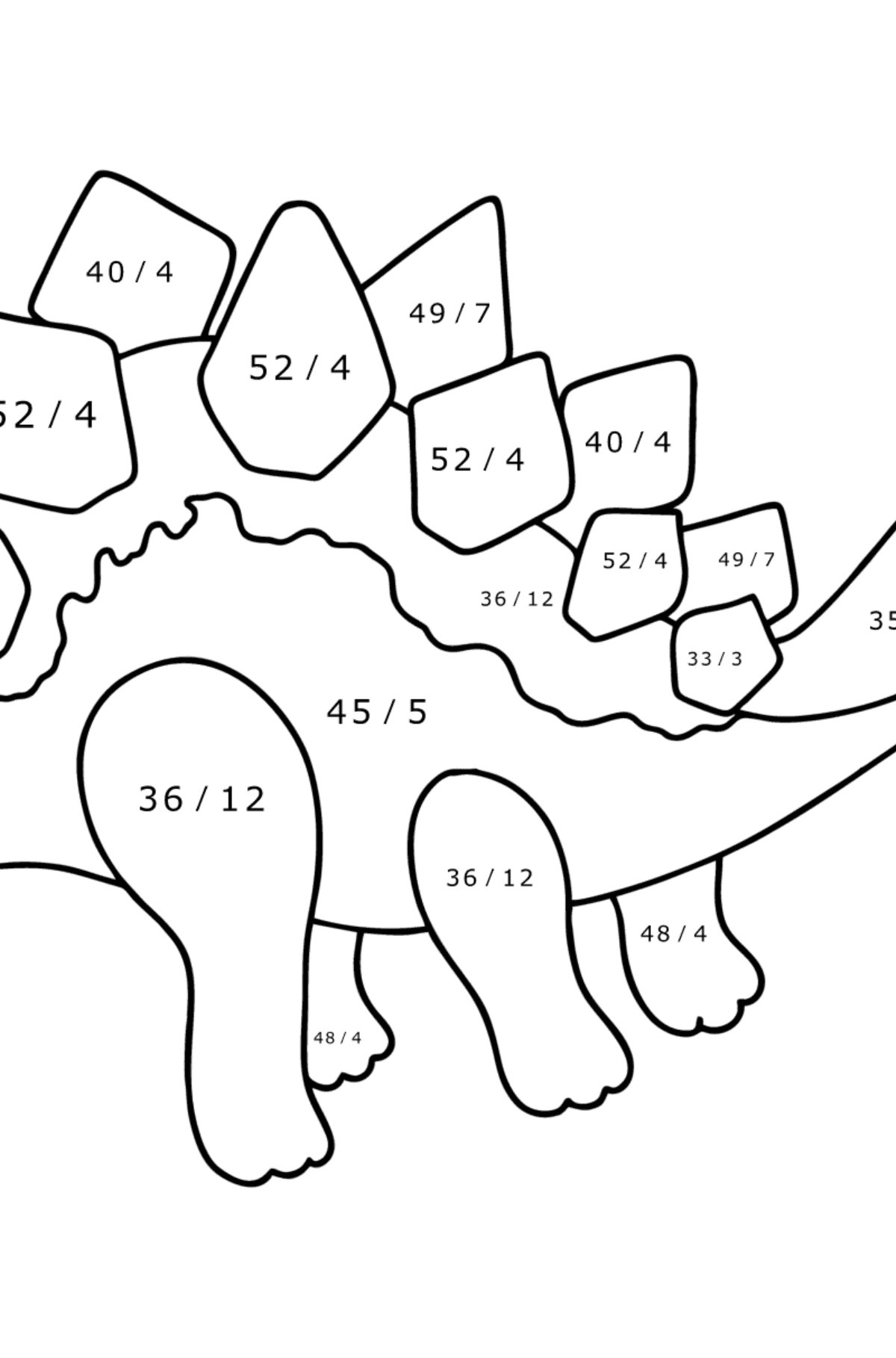 Stegosaurus coloring page - Math Coloring - Division for Kids