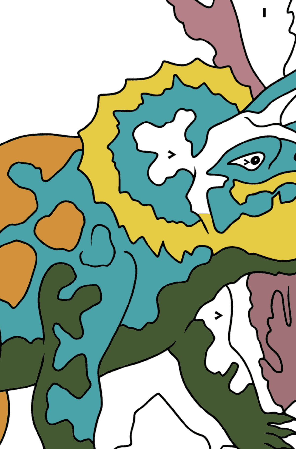 Triceratops Coloring Page - Coloring by Symbols for Kids