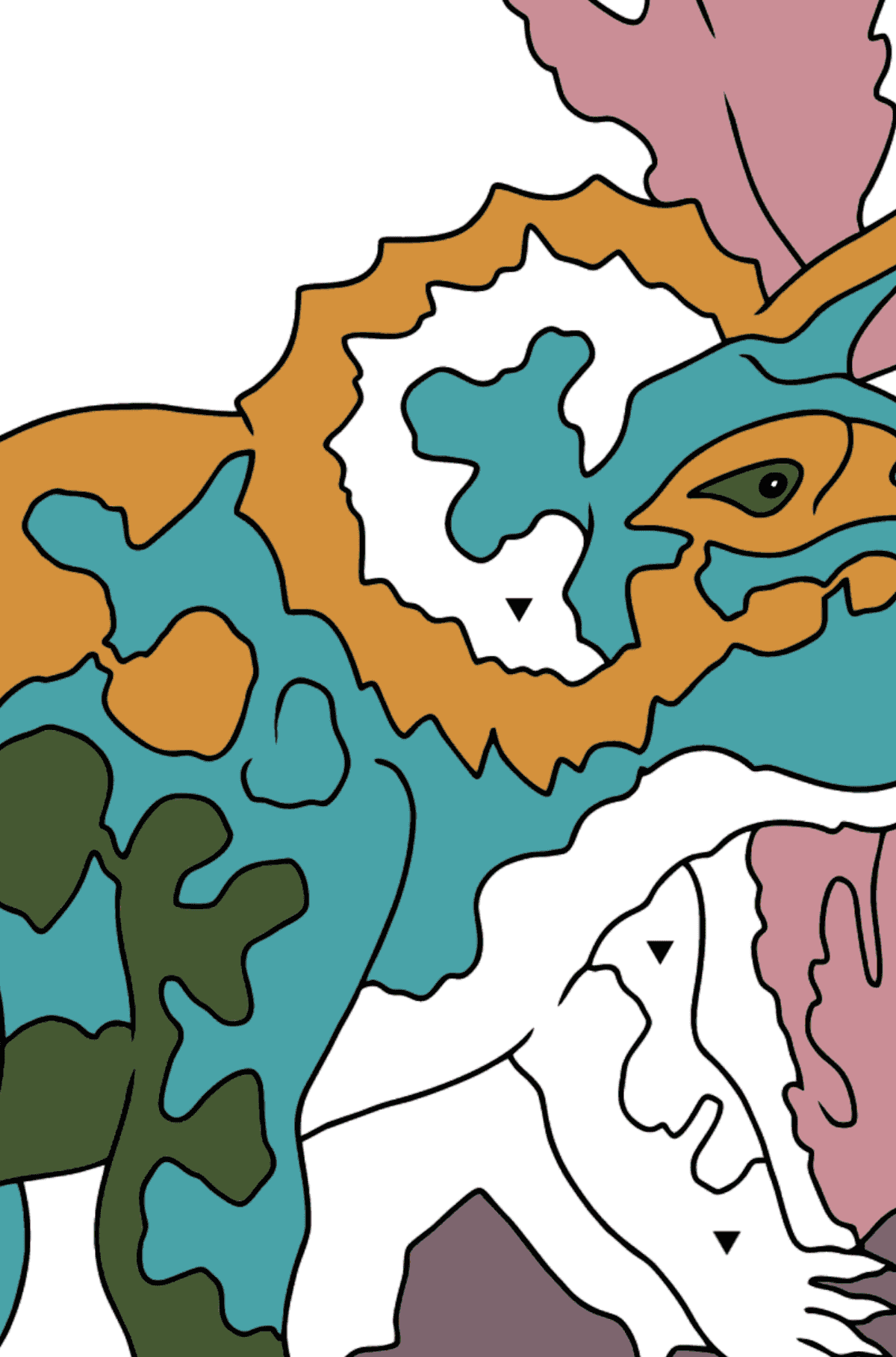 Triceratops Coloring Page (simple) - Coloring by Symbols for Kids
