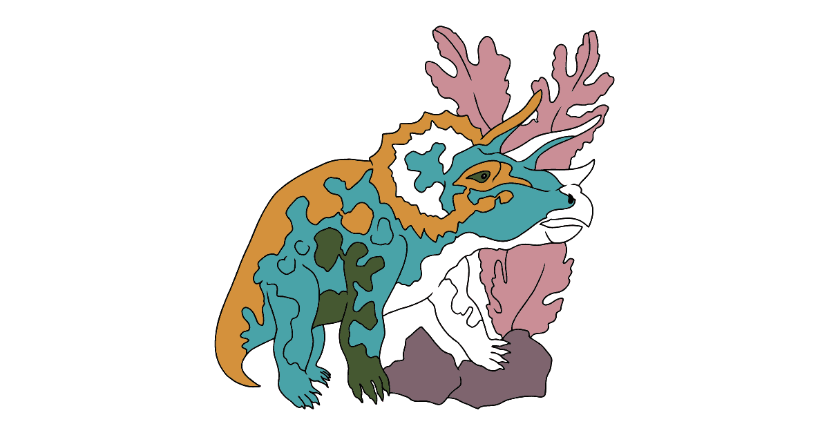 Mewarnai gambar triceratops (mudah) - Online dan Cetak Gratis!