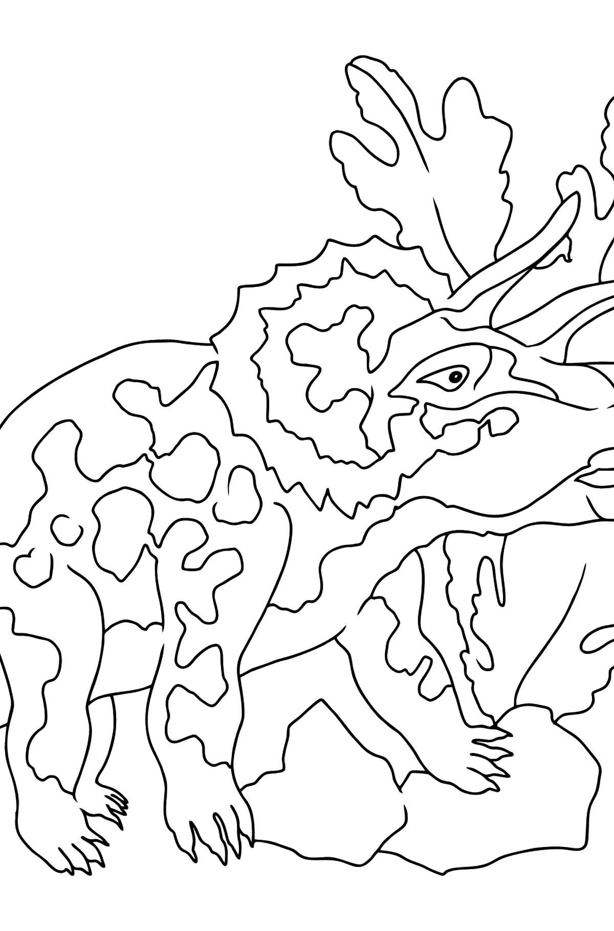 Desen de colorat triceratops (simplu) - Desene de colorat pentru copii