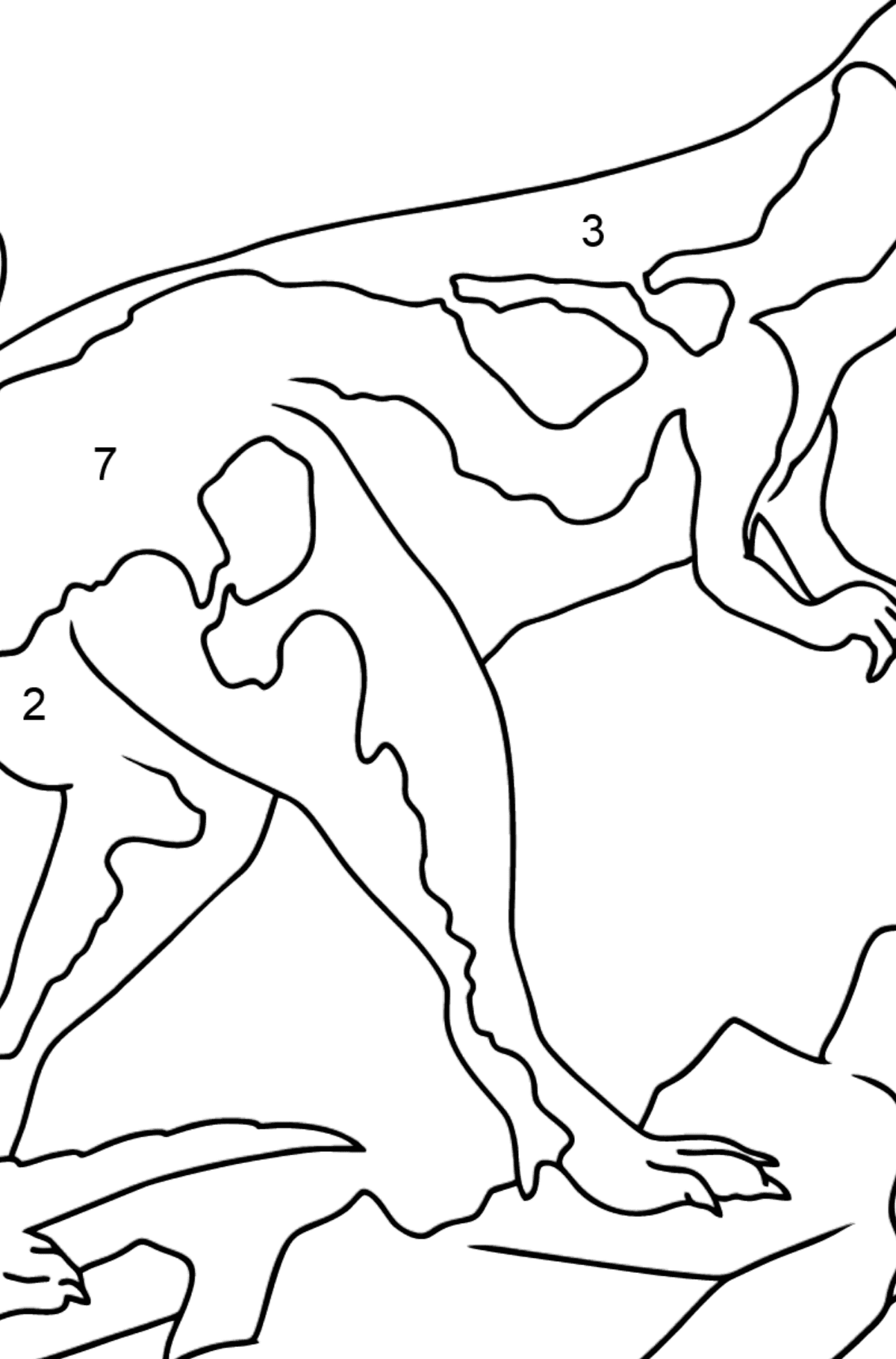Tyrannosaurus Coloring Page - Coloring by Numbers for Kids