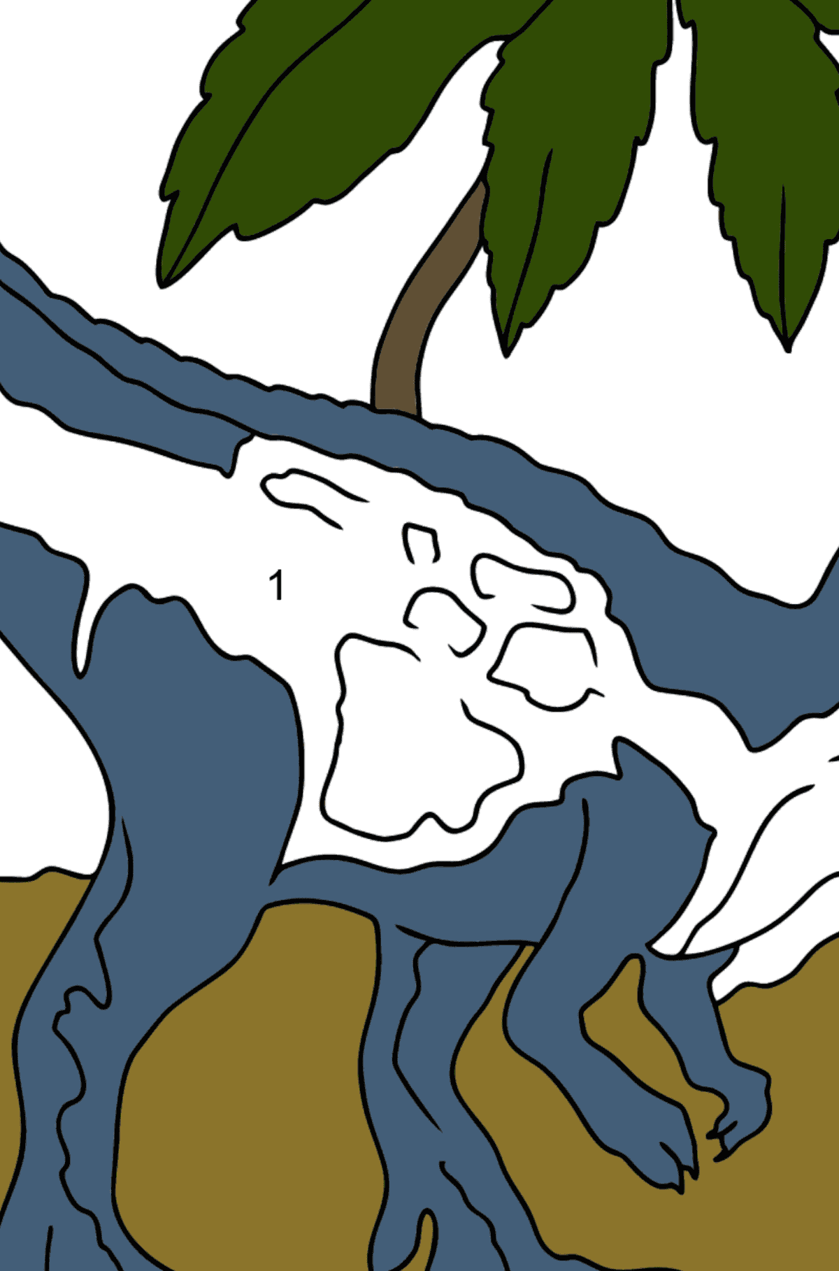 Coloring Page - Tyrannosaurus - The Best Hunter Among Dinosaurs - Coloring by Numbers for Kids