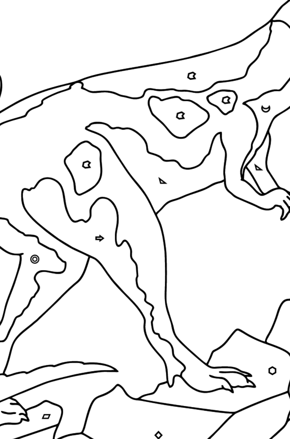 Tiranosaurio Dibujo Para Colorear (difícil) - Colorear por Formas Geométricas para Niños