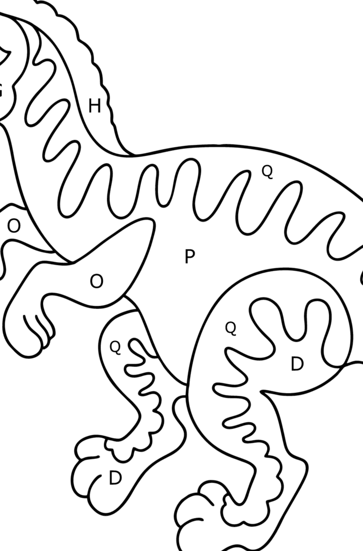 Velociraptor coloring page - Coloring by Letters for Kids
