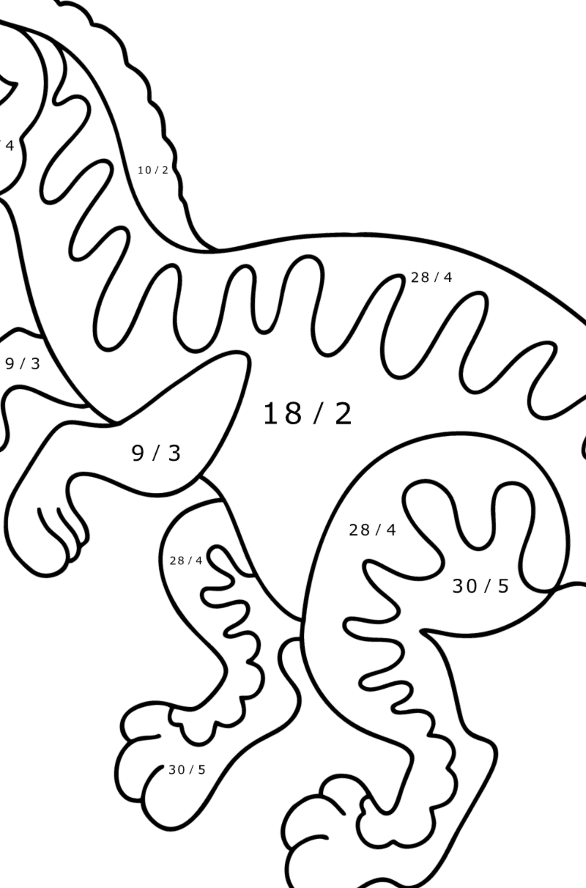 Velociraptor coloring page - Math Coloring - Division for Kids