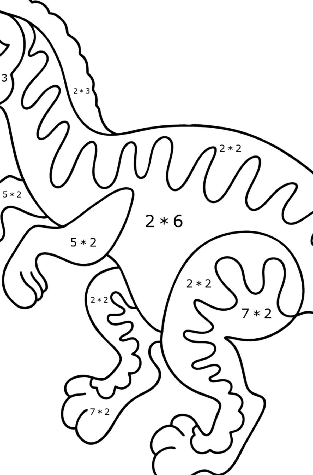 Velociraptor coloring page - Math Coloring - Multiplication for Kids