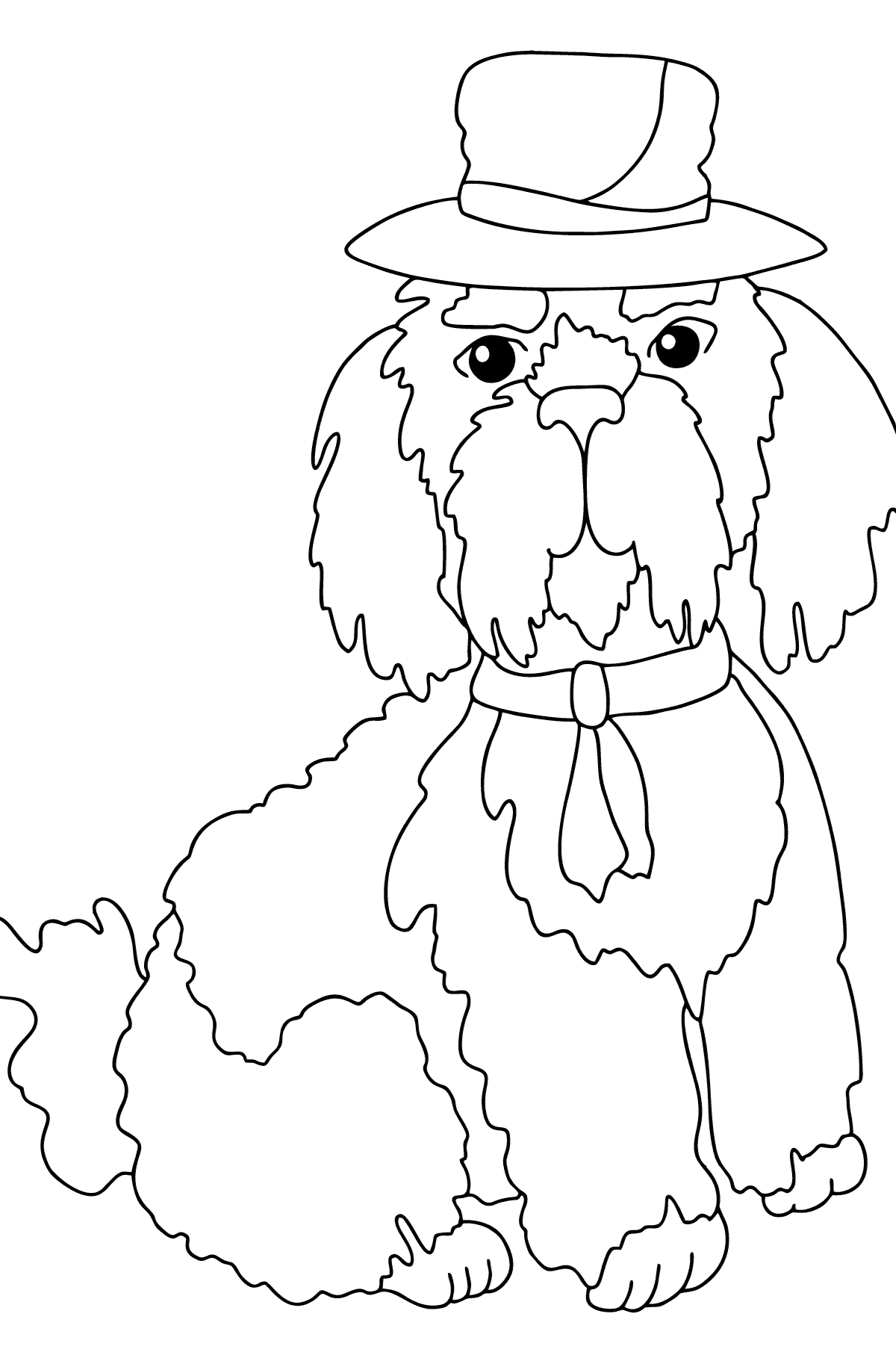 Розмальовка собака в красиві капелюшки - Розмальовки для дітей