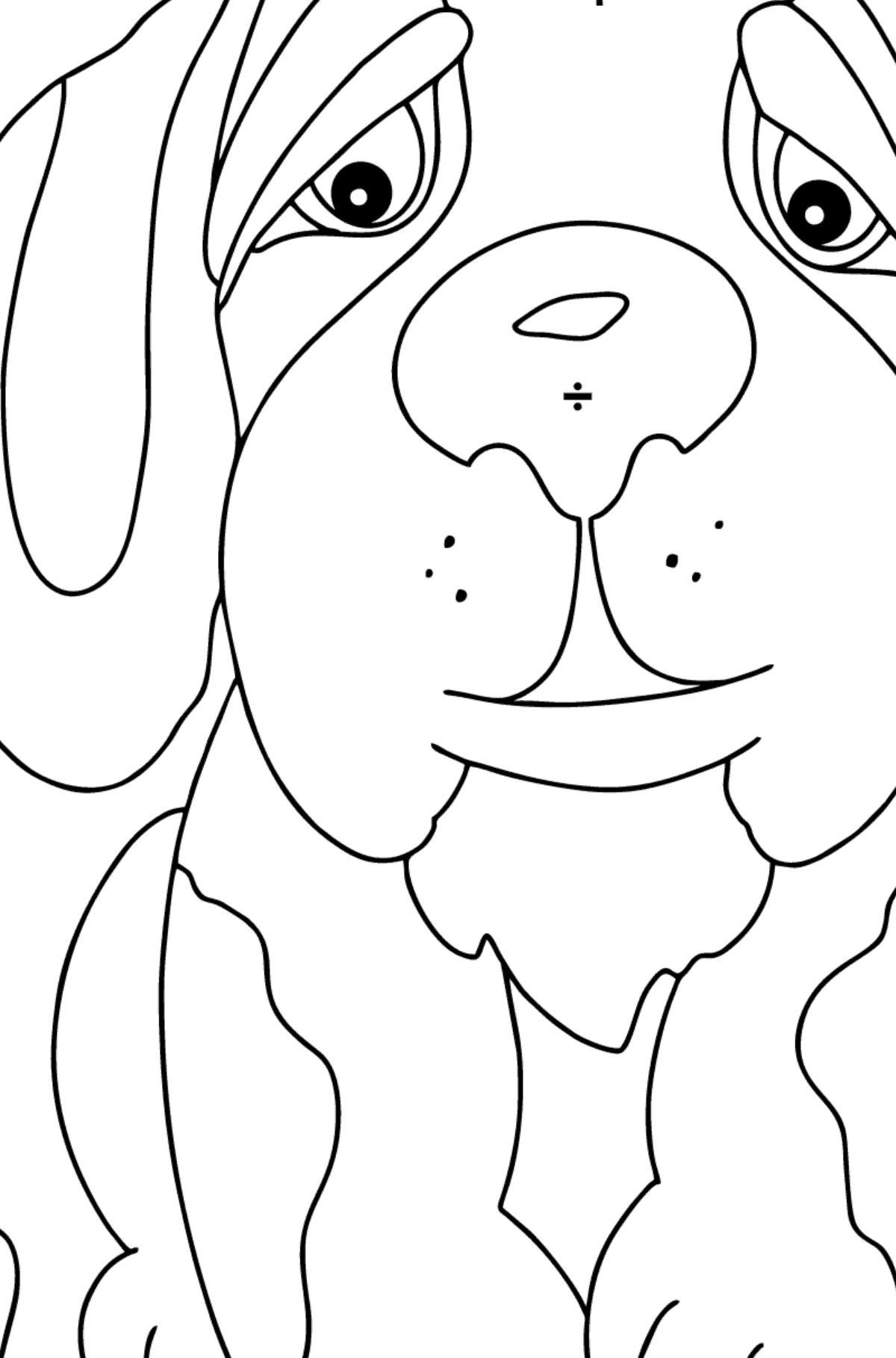 Coloring Page - A Dog is Looking Out a Butterfly for Kids  - Color by Special Symbols
