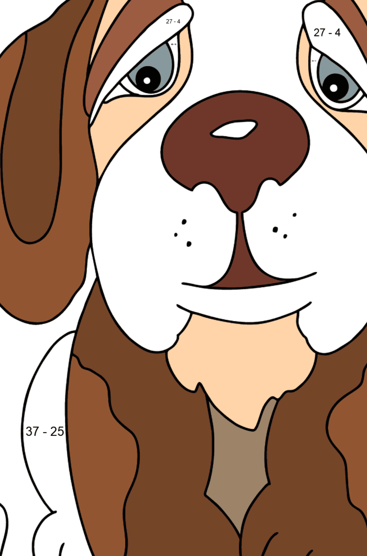 Coloring Page - A Dog is Watching a Butterfly - Math Coloring - Subtraction for Kids