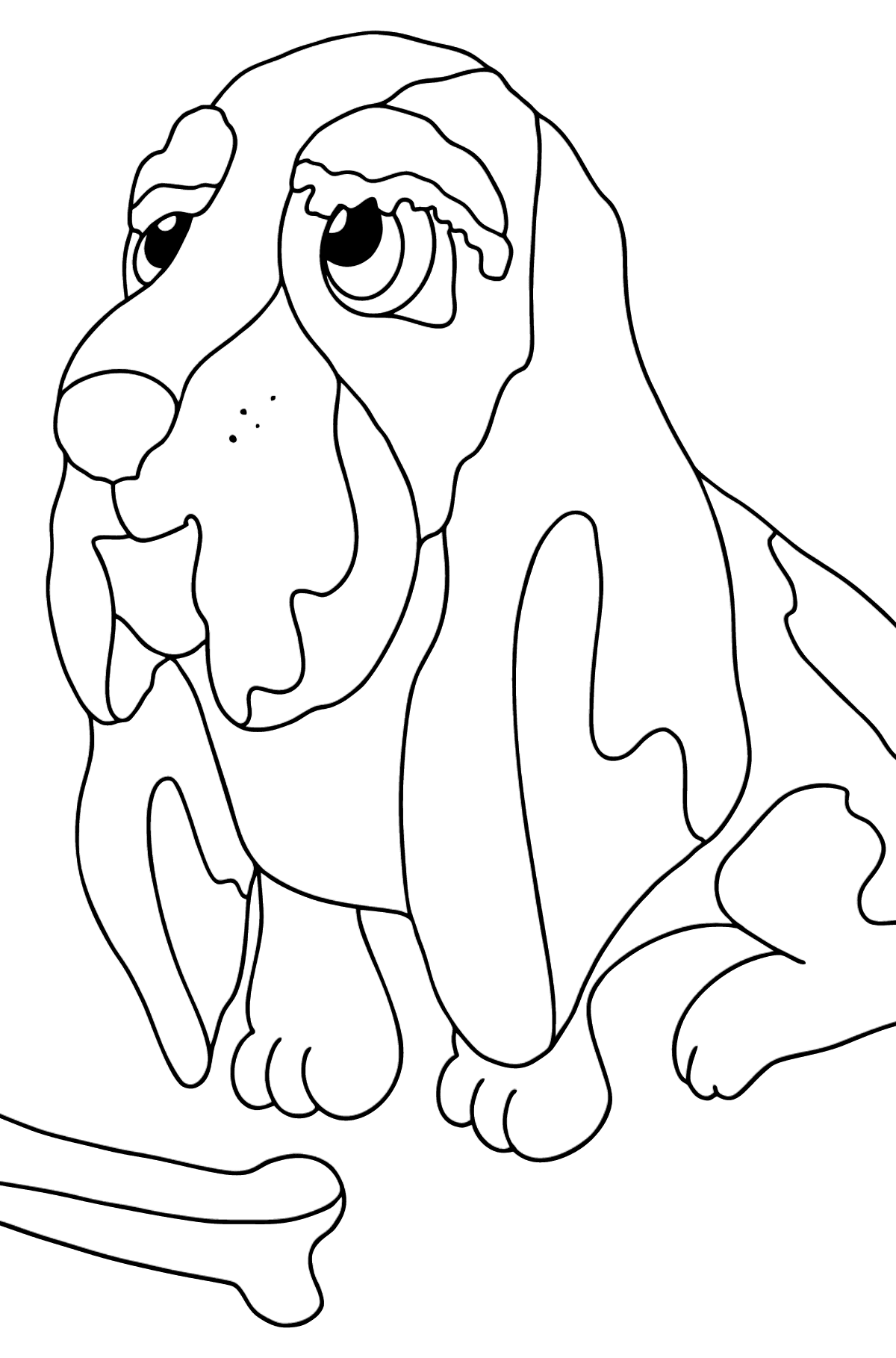 Desen de colorat câine și os - Desene de colorat pentru copii