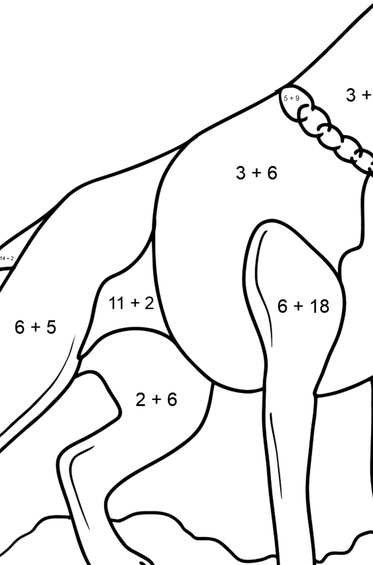 Boxer Dog coloring page - Math Coloring - Addition for Kids