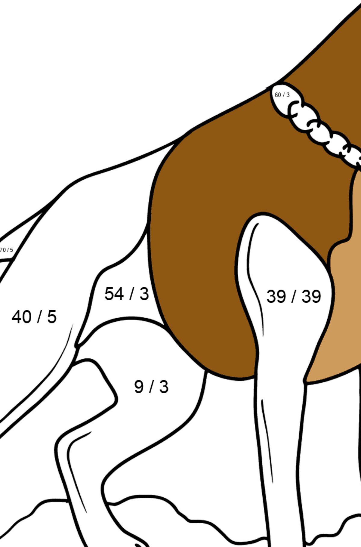 Desenho para colorir Boxer Dog - Colorindo com Matemática - Divisão para Crianças