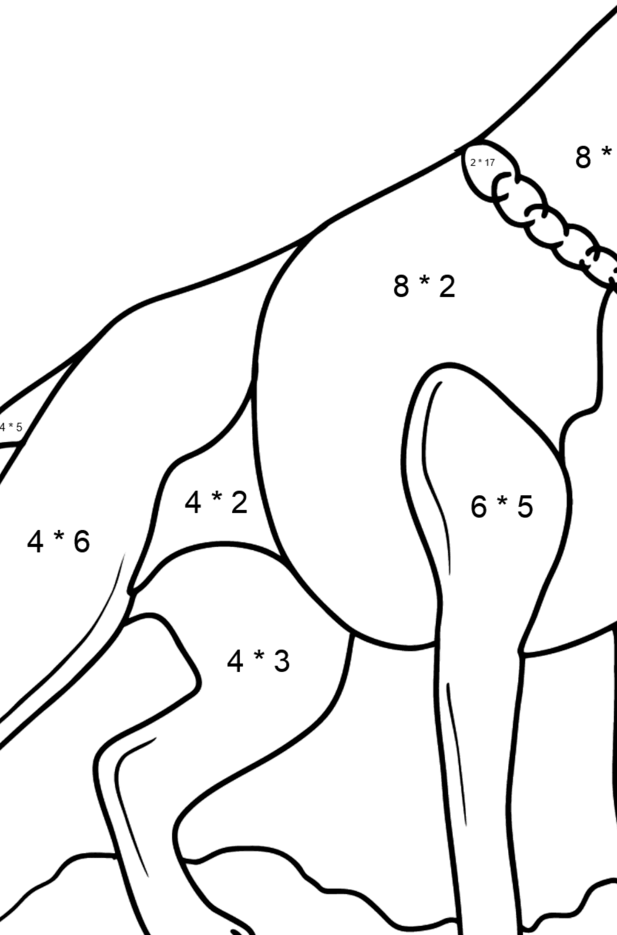 Boxer Dog coloring page - Math Coloring - Multiplication for Kids