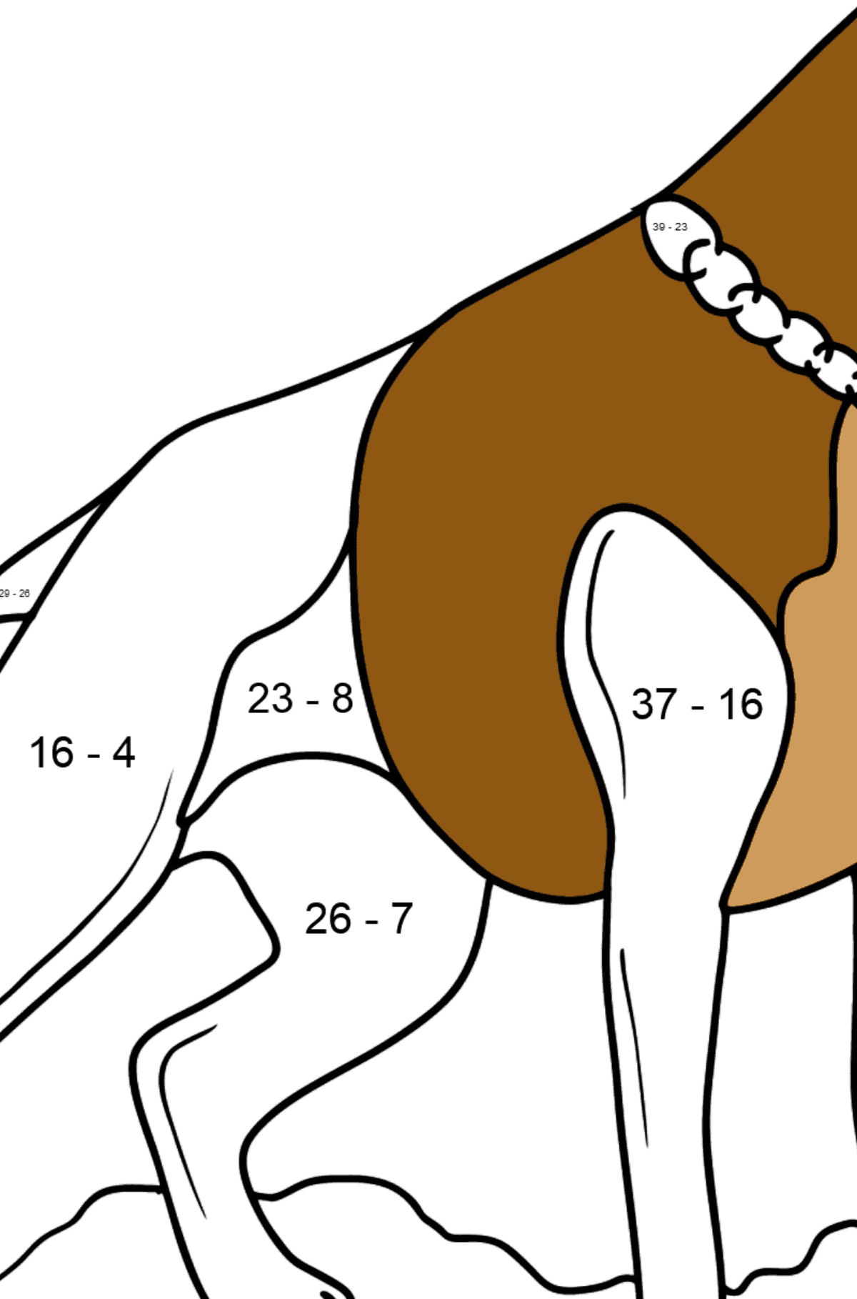 Boxer Dog coloring page - Math Coloring - Subtraction for Kids