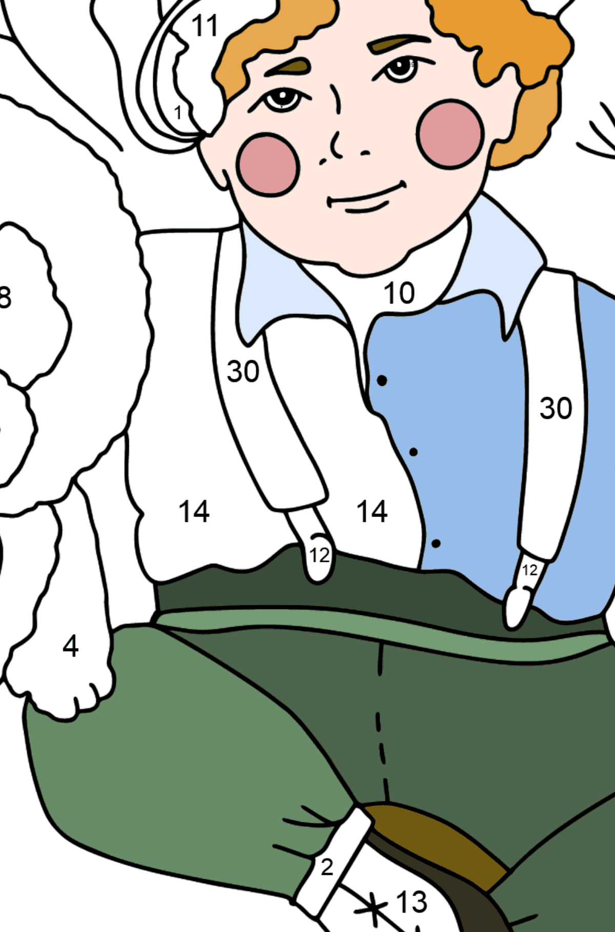 Boy and Biron coloring page - Coloring by Numbers for Kids