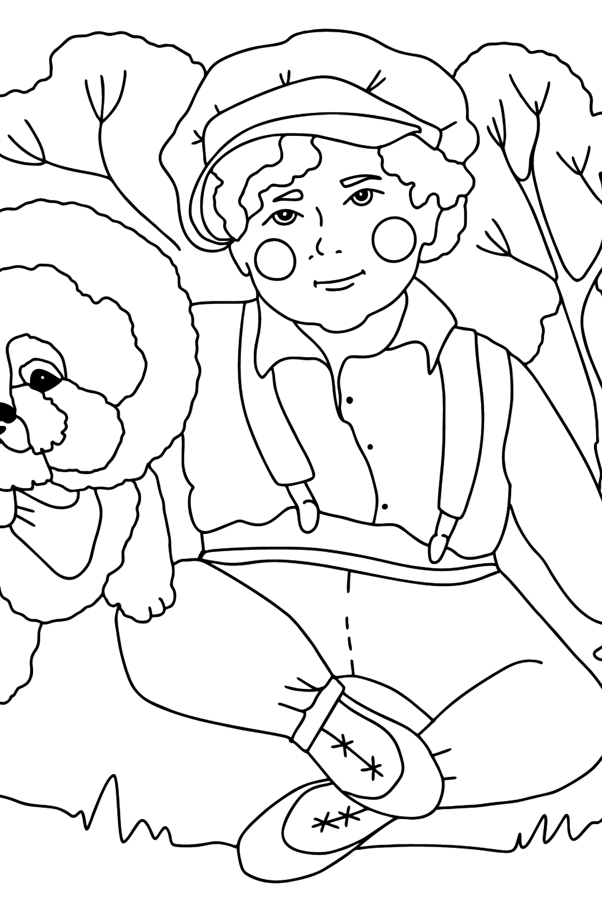 Раскраска Мальчик и Бирон - Картинки для Детей
